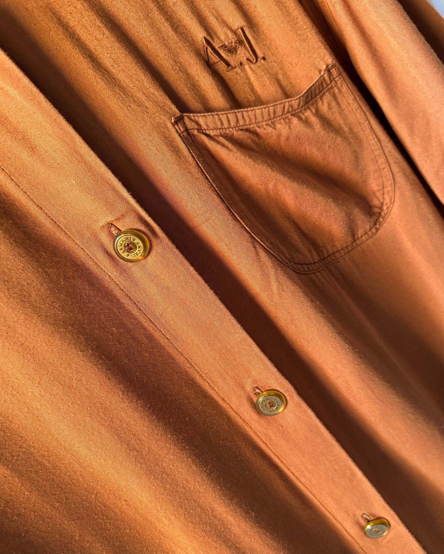 80s Rusty Orange Flowy Shirt (M~L)