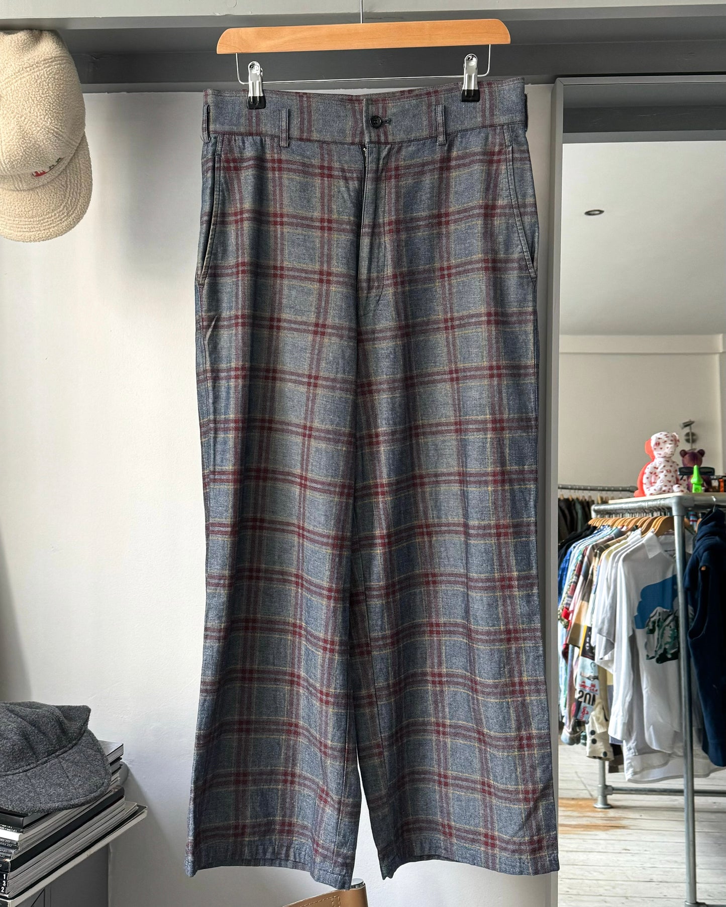 1997 Chambray Blue / Red / Yellow Plaid Pants (30~31)