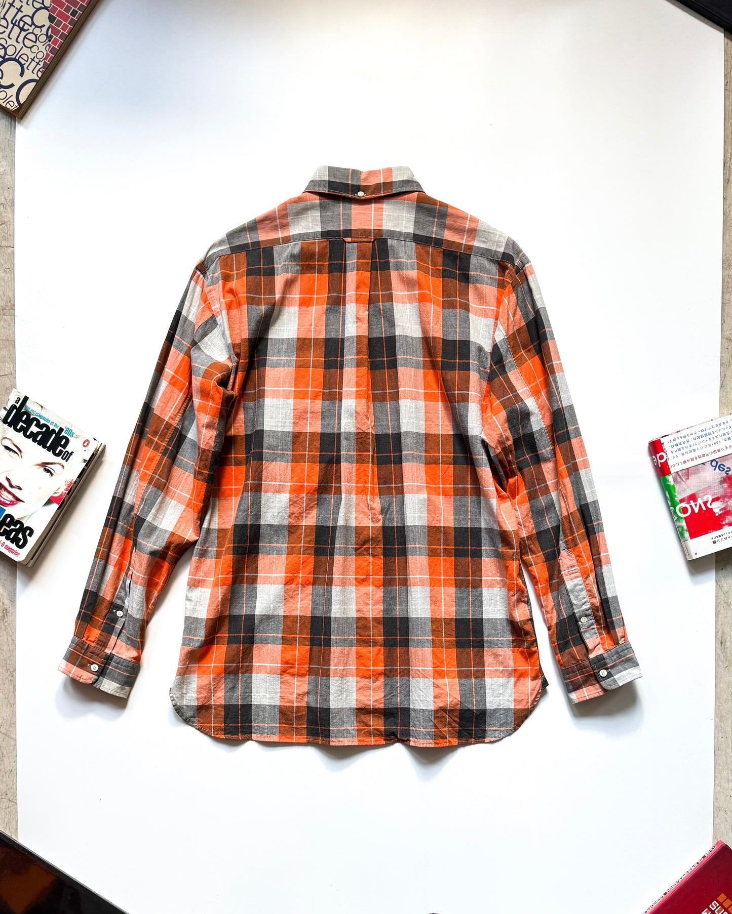 1999 Orange Plaid Parasite Pocket Button Up Shirt (~L~)
