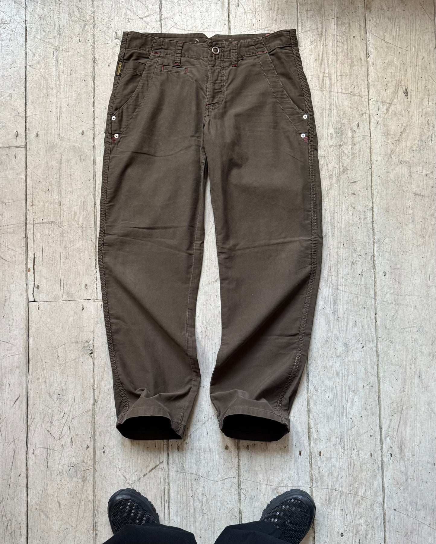 Early 2000s Olive Brown / Red Work Pants (30~32)