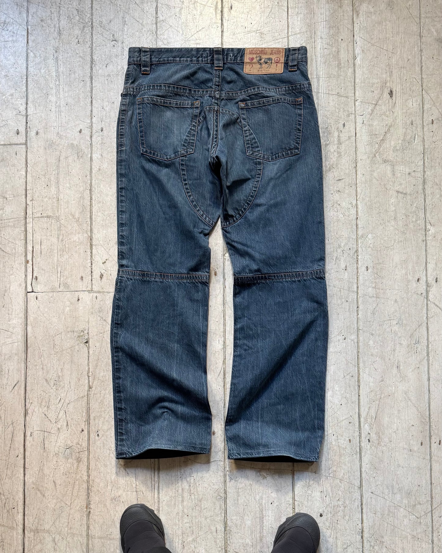 Early 2000s Blue Contrast Stitch Knee Panel Denim / Jeans (~34~)