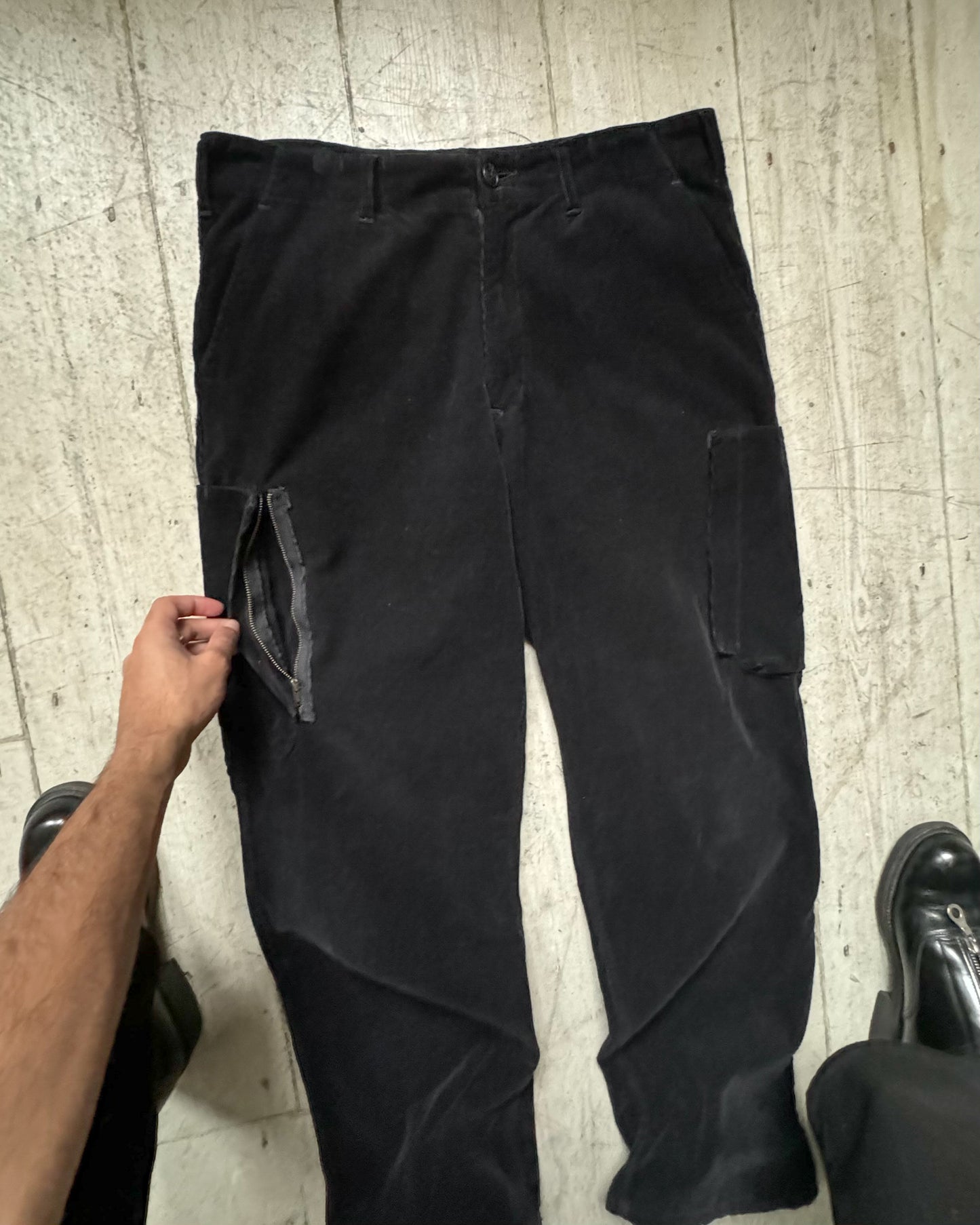 Black Corduroy Cargo Pocket Pants (32~34)