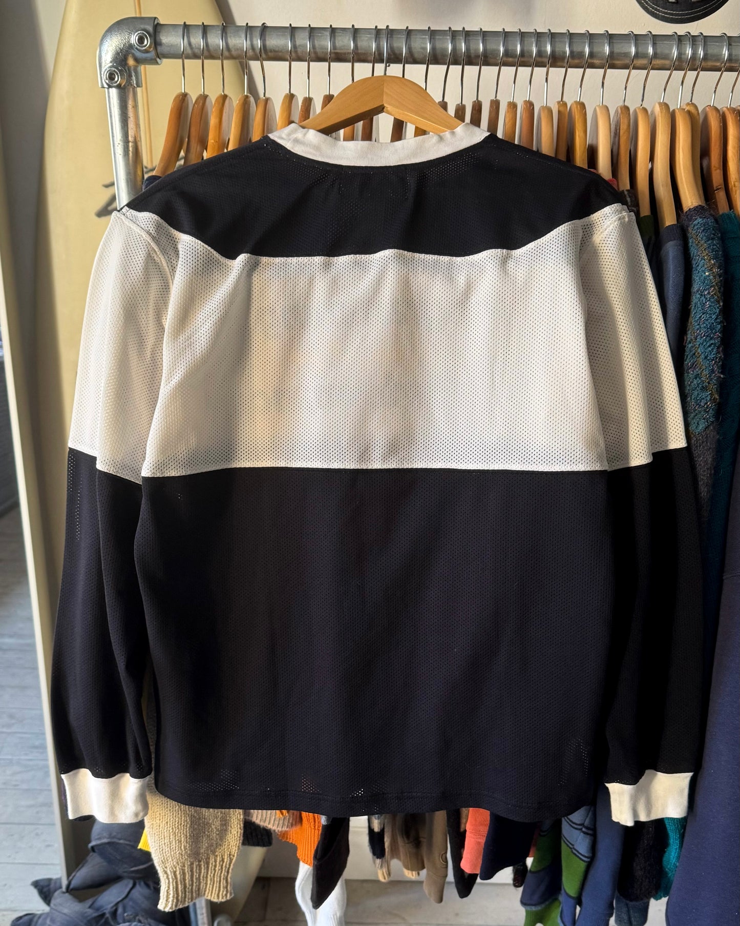 2000 Black Arabic Print Mesh Panelled Longsleeve Top (~M~)