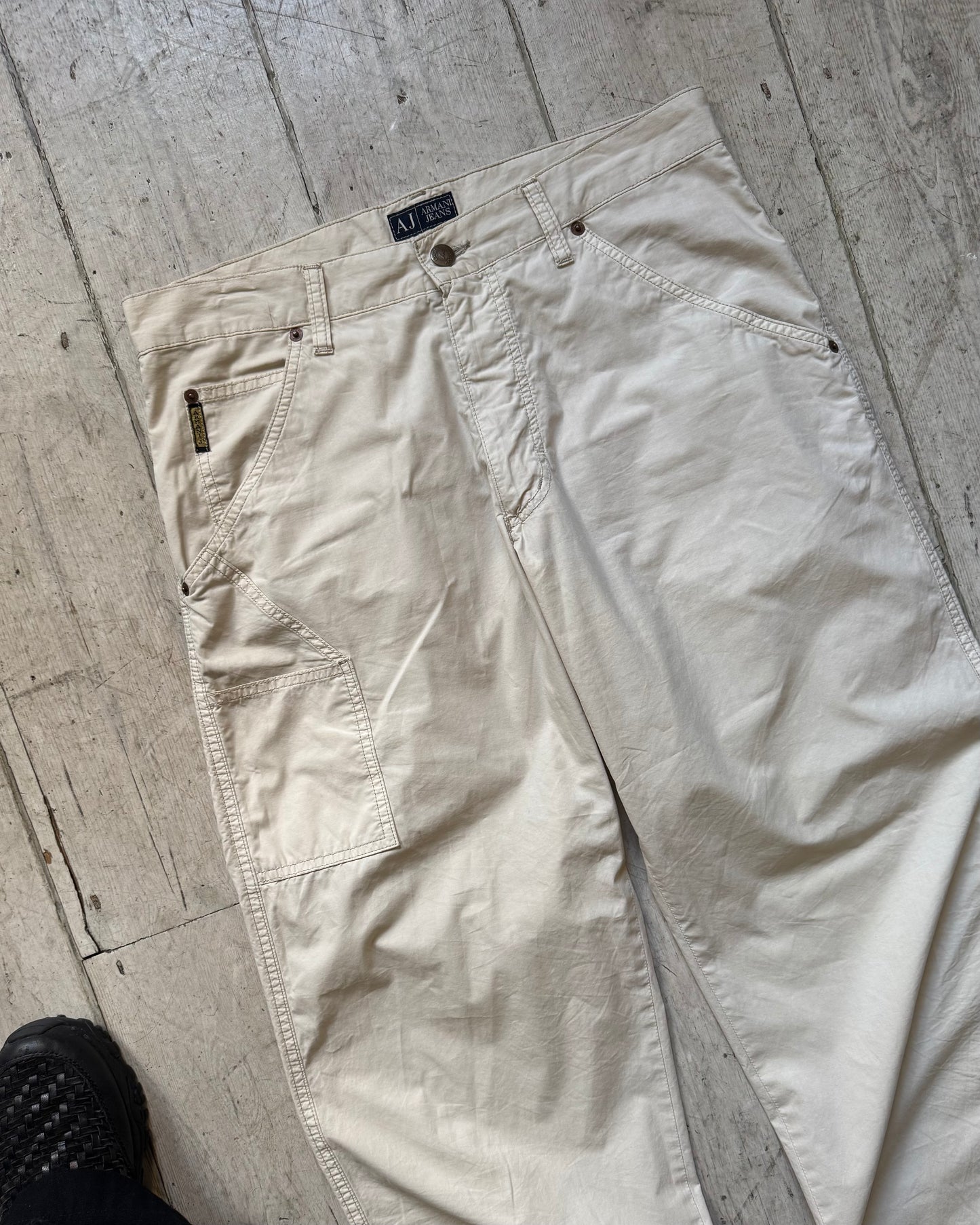 Early 2000s Cream Lightweight Front Carpenter Pants (31~33)