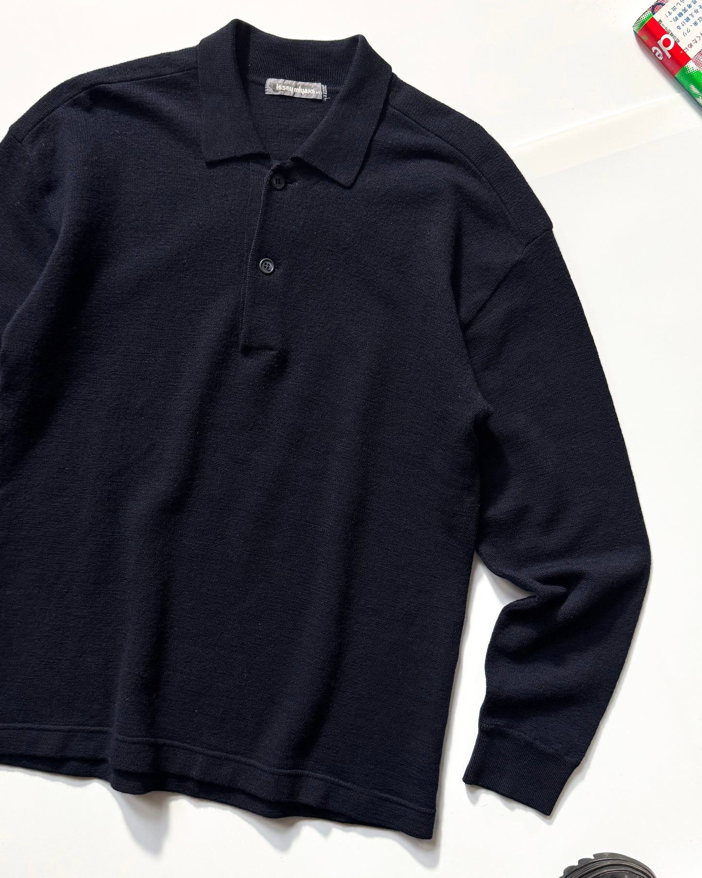 AW89 Navy Collared Button Up Knit Jumper (~M~)