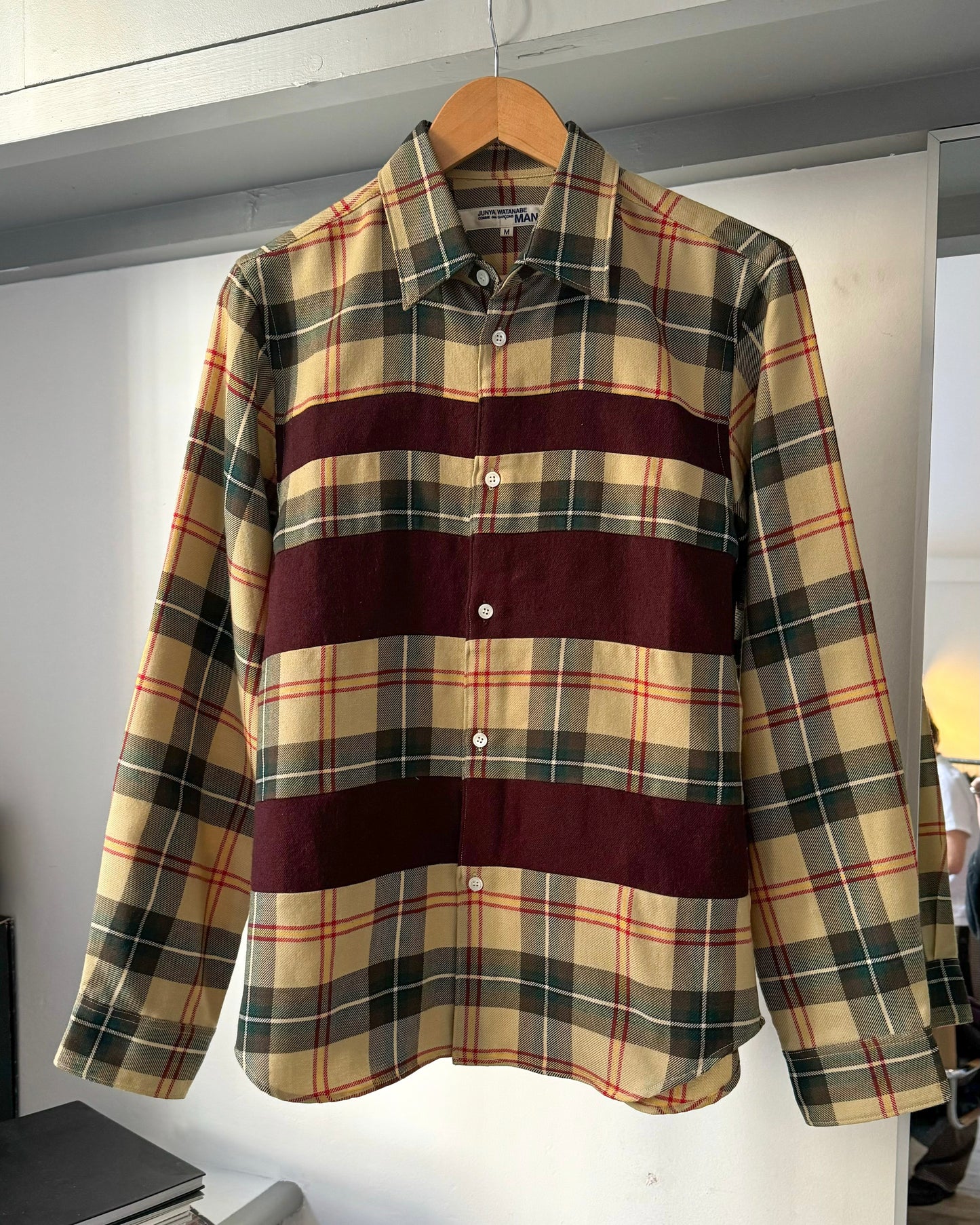 2002 Plaid Burgundy Wool Panel Shirt (~M~)