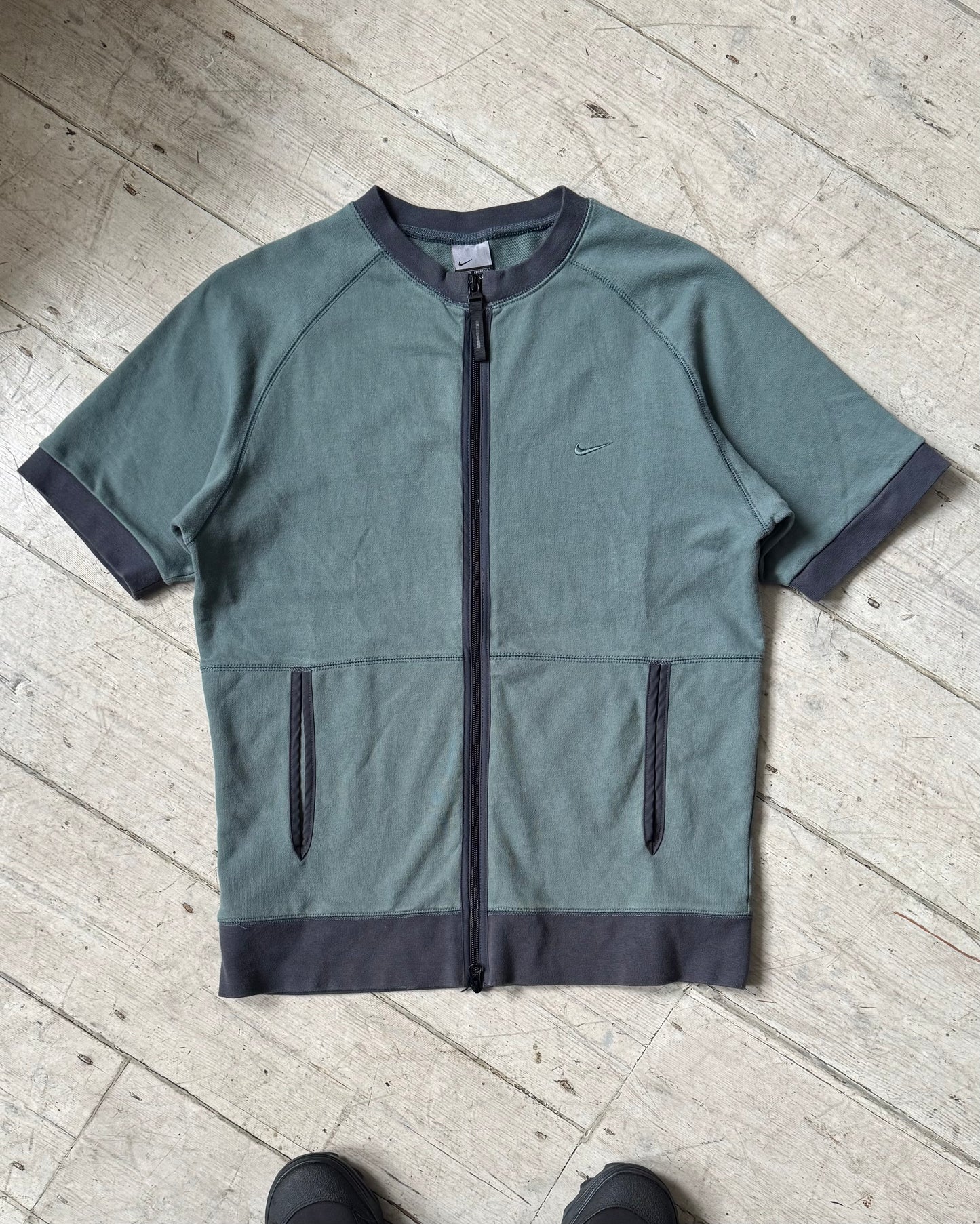 Spring 2001 Tonal Washed Blue / Grey Zip Up Jersey Top (~M~)