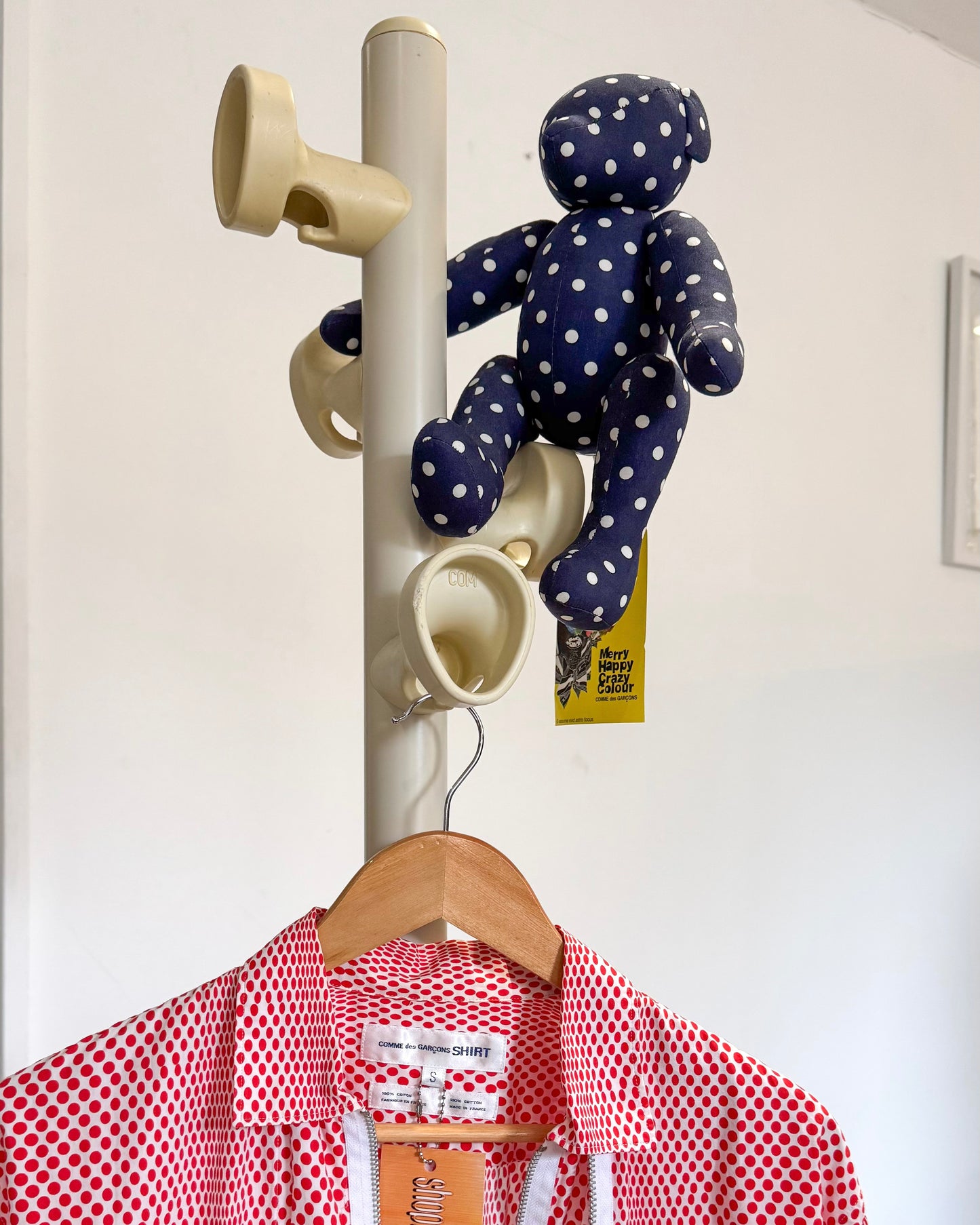 90s Red Polka Dot Double Zip Up Shirt (M~L)