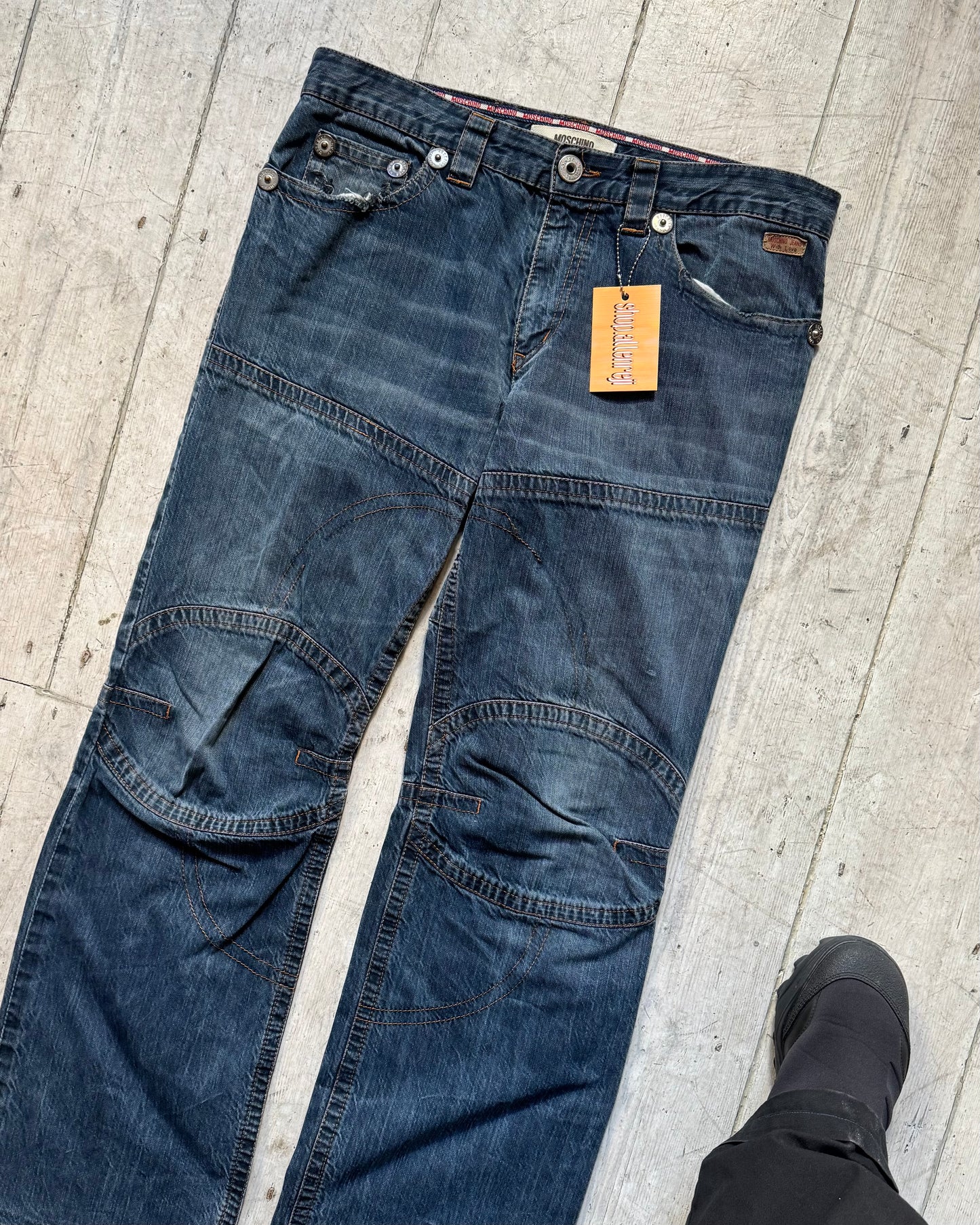Early 2000s Blue Contrast Stitch Knee Panel Denim / Jeans (~34~)
