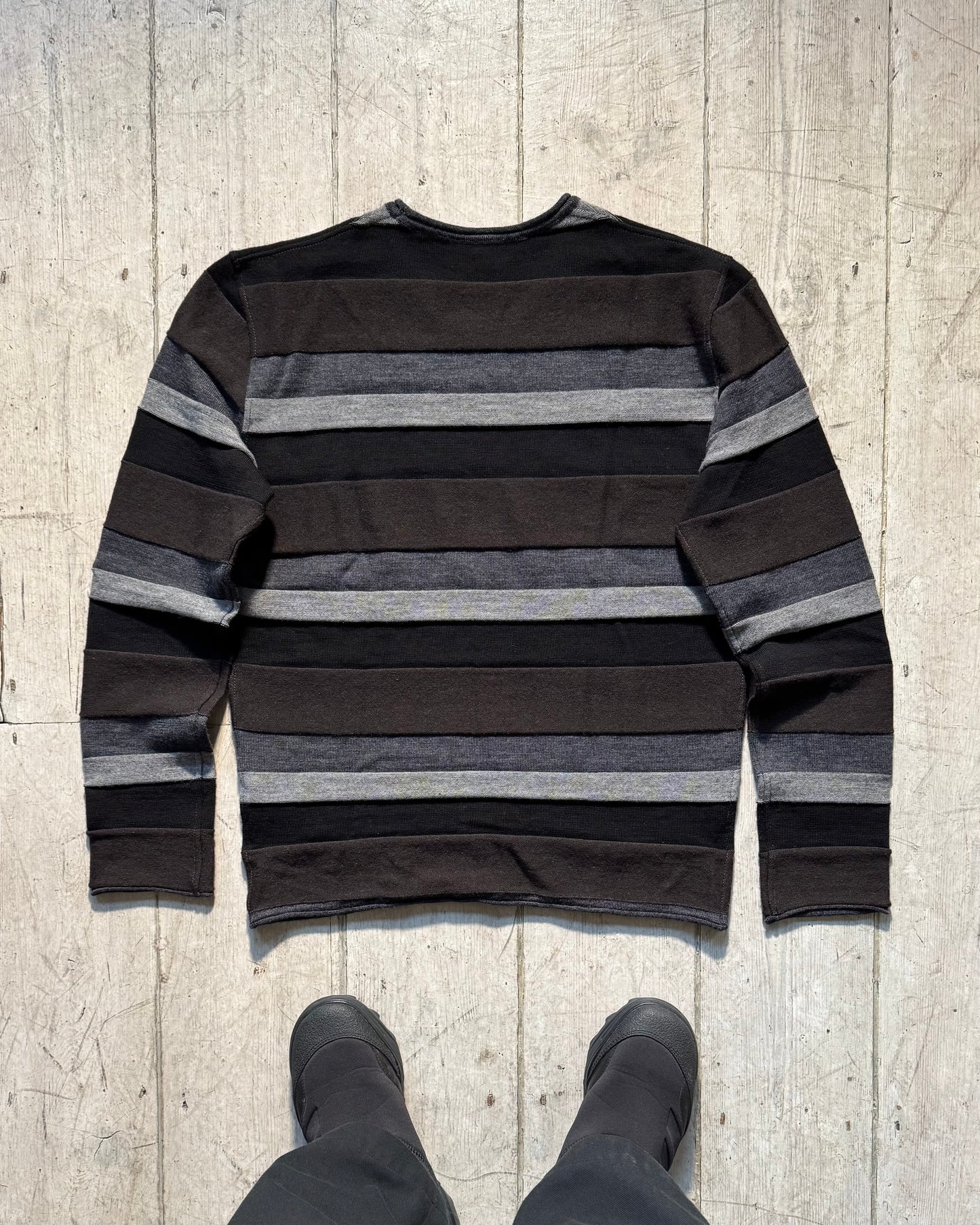 Autumn 2012 Greyscale 3- D Stripe Knit Sweater / Jumper (S~M)