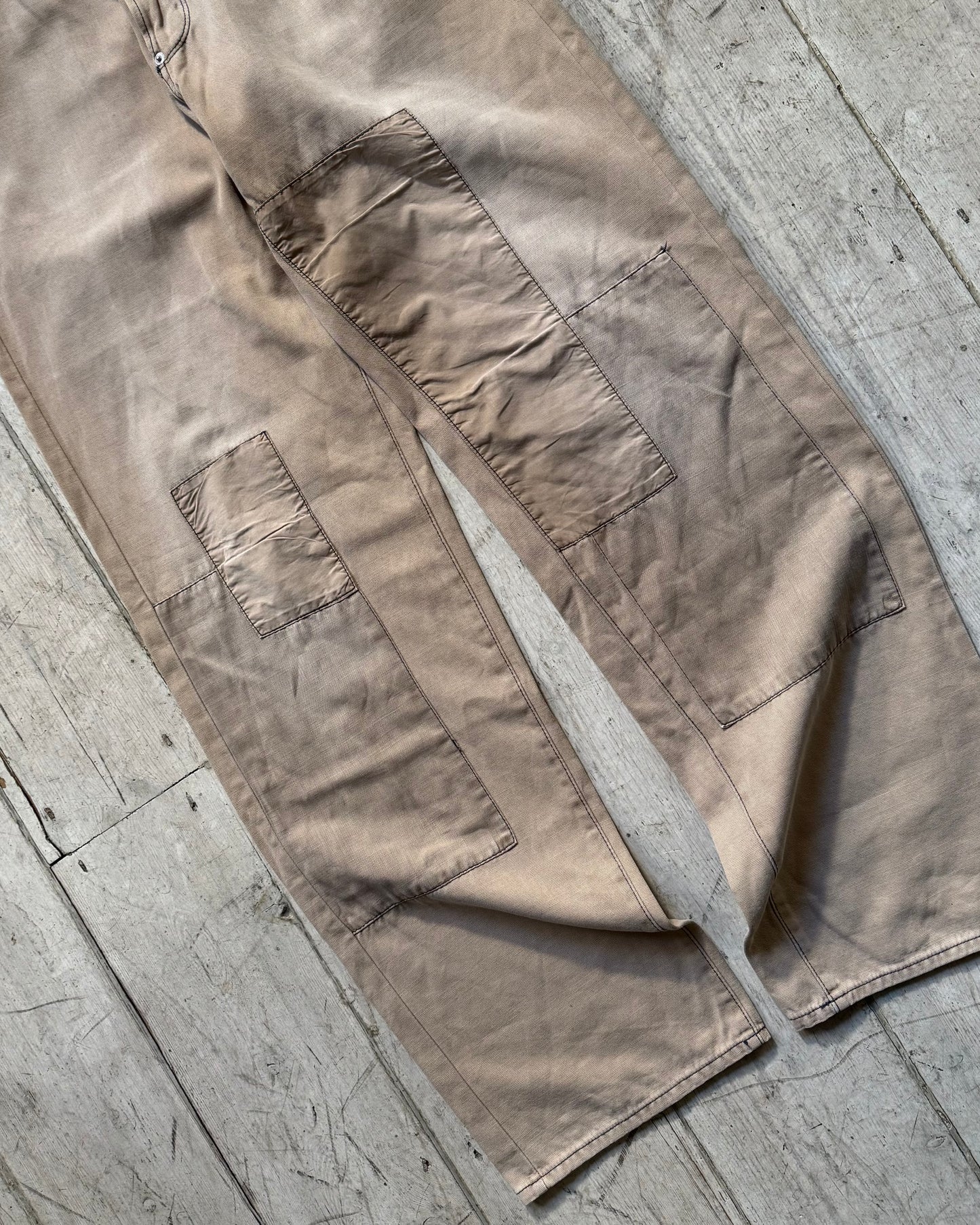 Early 2000s Beige Patchwork Style Panel Pants (32~33)