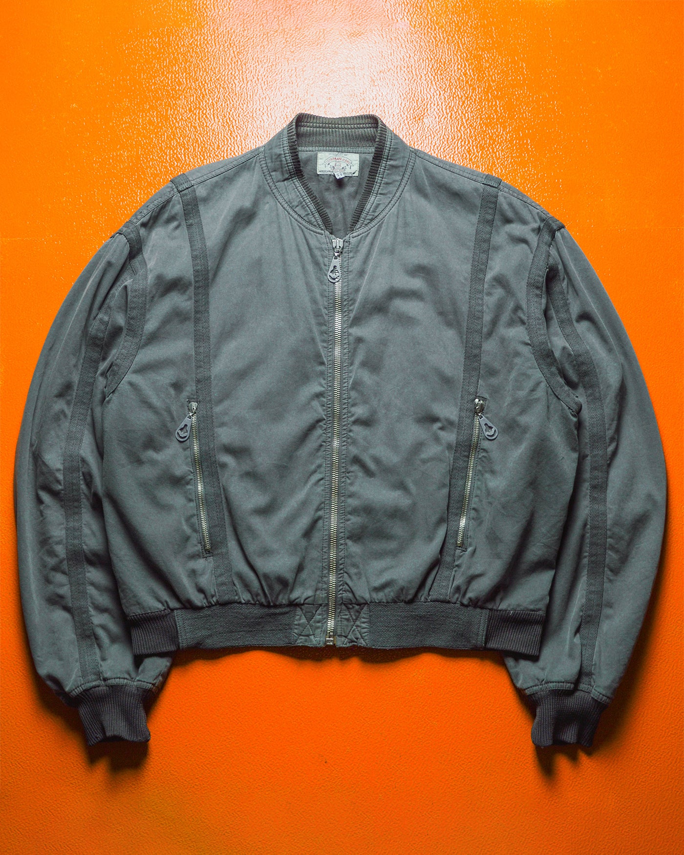 90s Slate Grey Twill Taped Light Cotton Bomber Jacket (~L~)