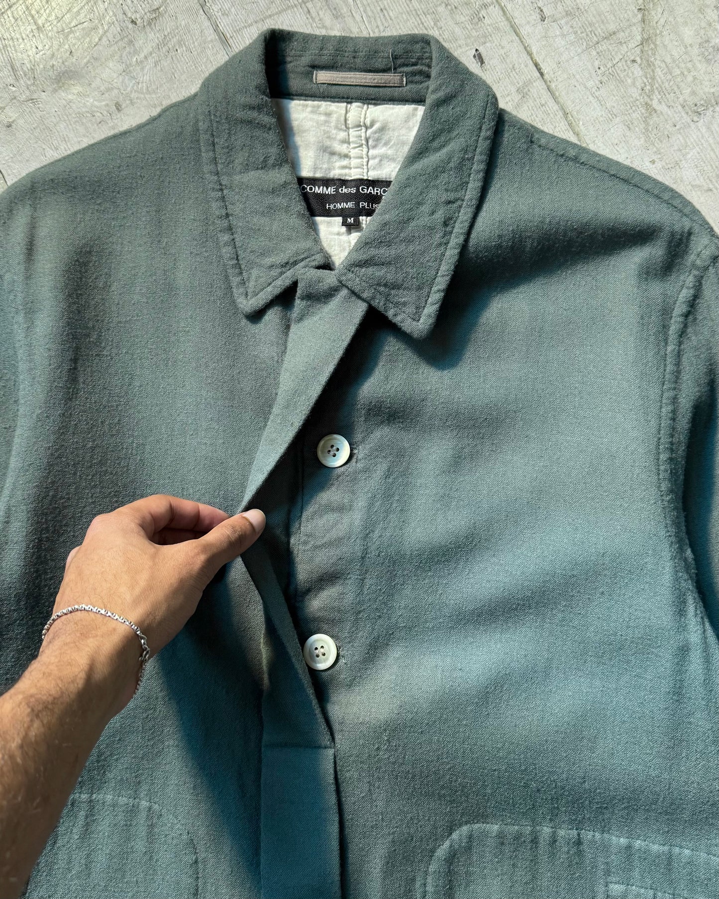 1996 Muted Grey Green Hidden Placket Jacket (~L~)