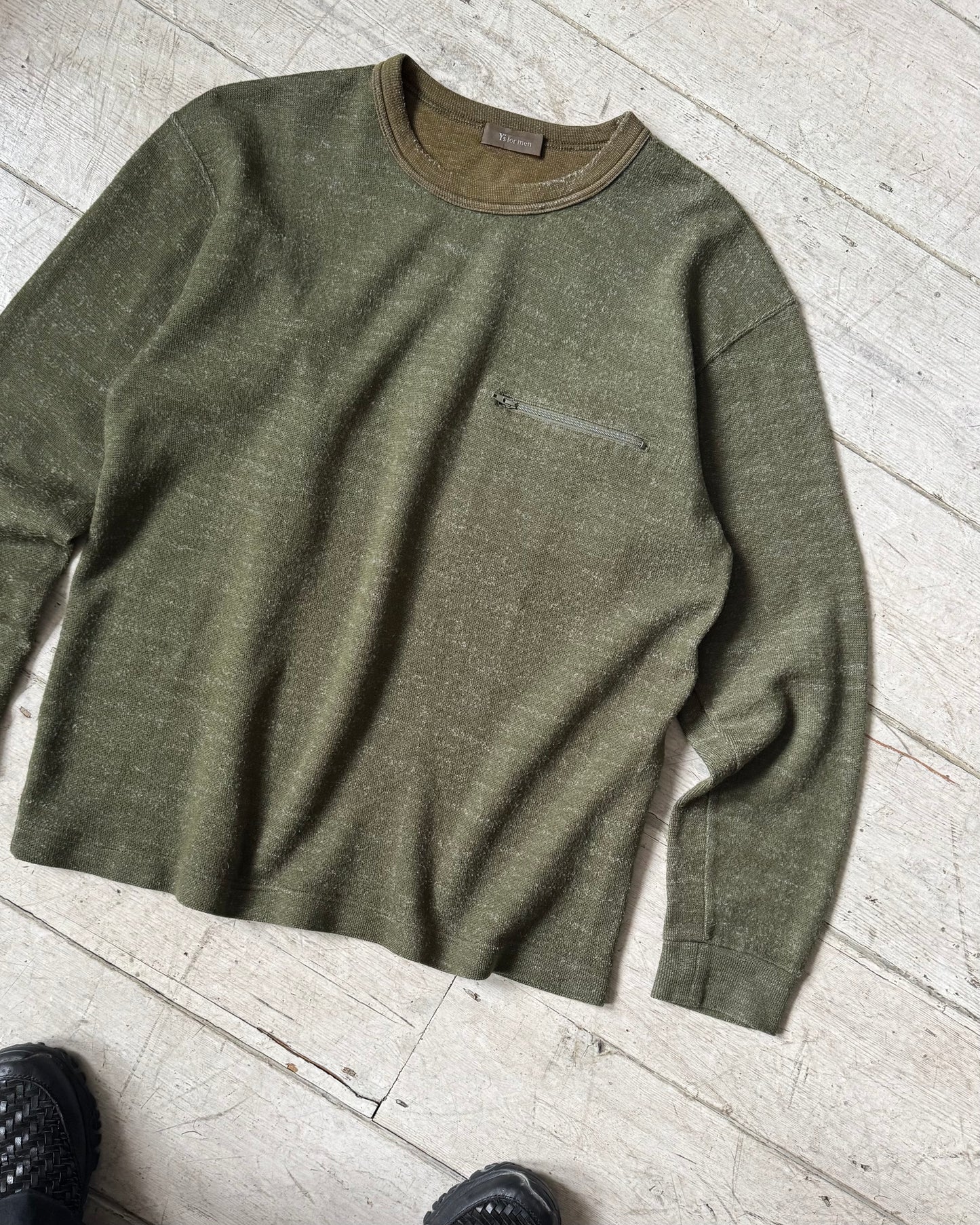 Heather Green Zip Pocket Light Weight Jumper (M~L)