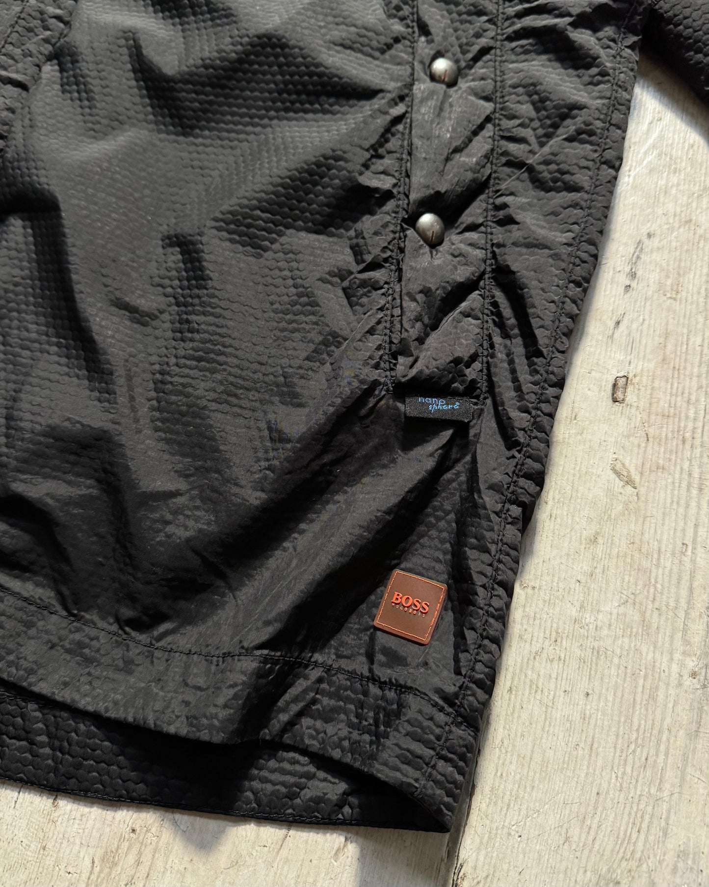 2000s Custom Nano Sphere Textured Fabric Panelled Sleeve Pocket Jacket (~M~)