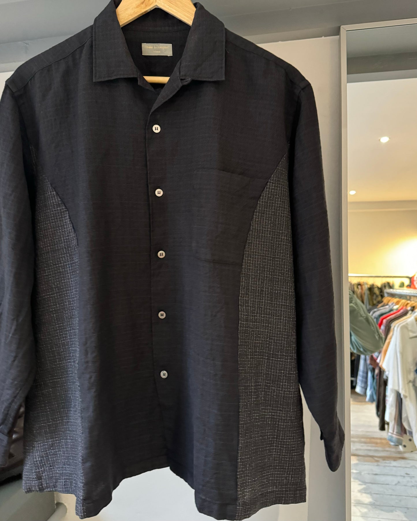 1997 Dual Micro Check Curved Panel Shirt (~M~)