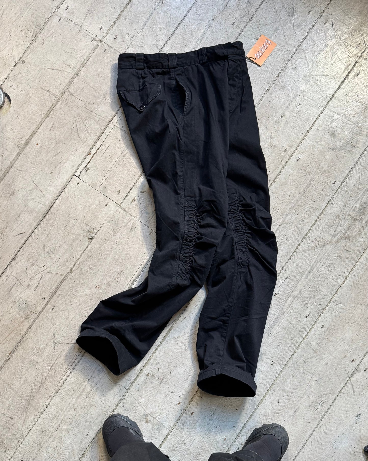2000s Black Ruched Knee Detail Pants (28~29)