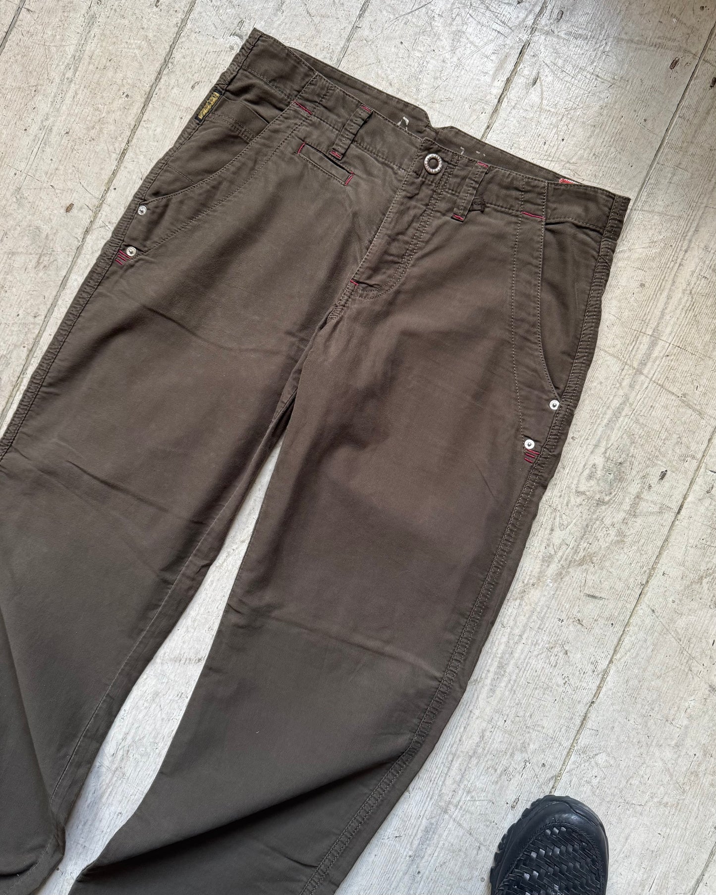 Early 2000s Olive Brown / Red Work Pants (30~32)