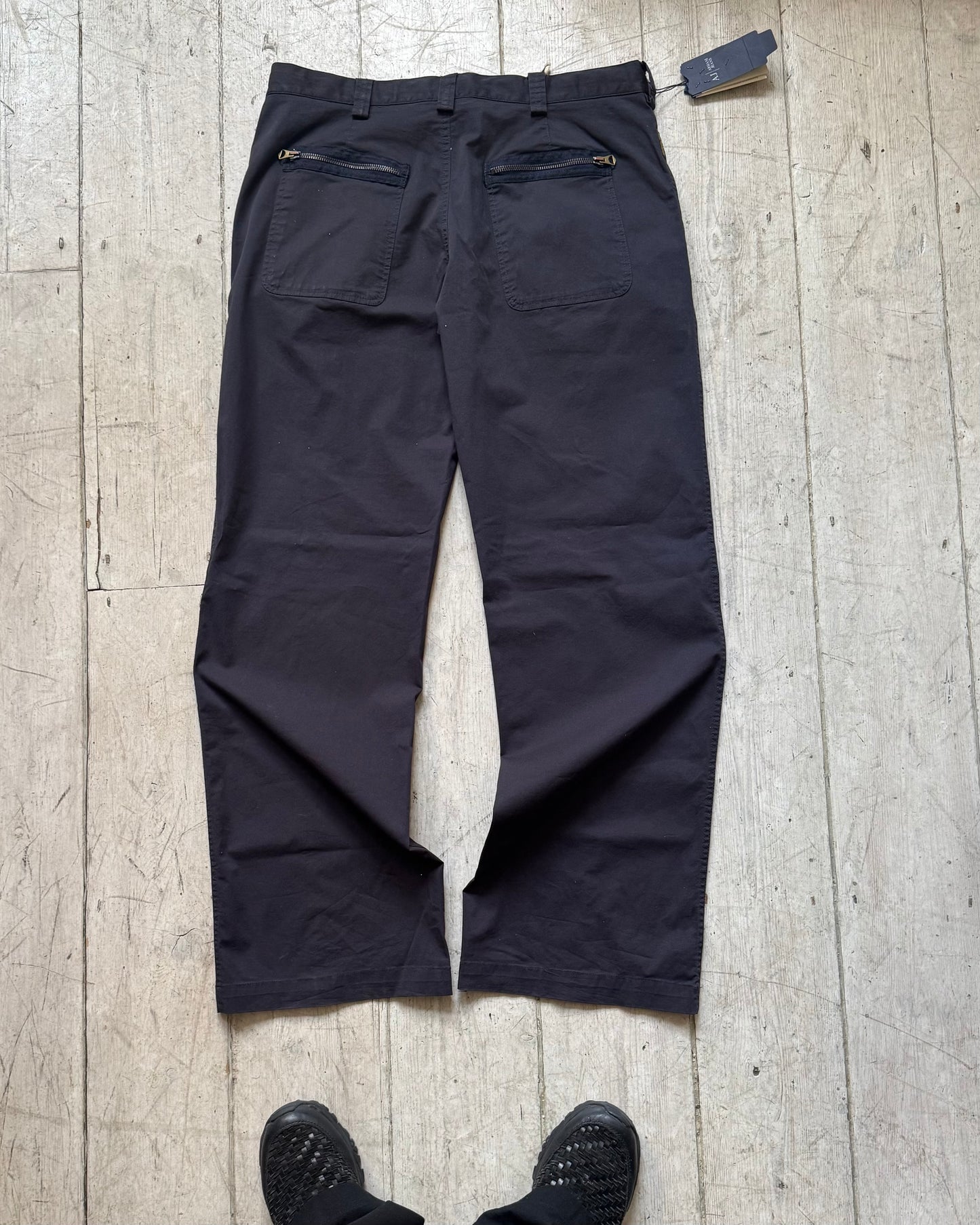Early 2000s Navy Center Striped Taping Pants (28 + 36 )
