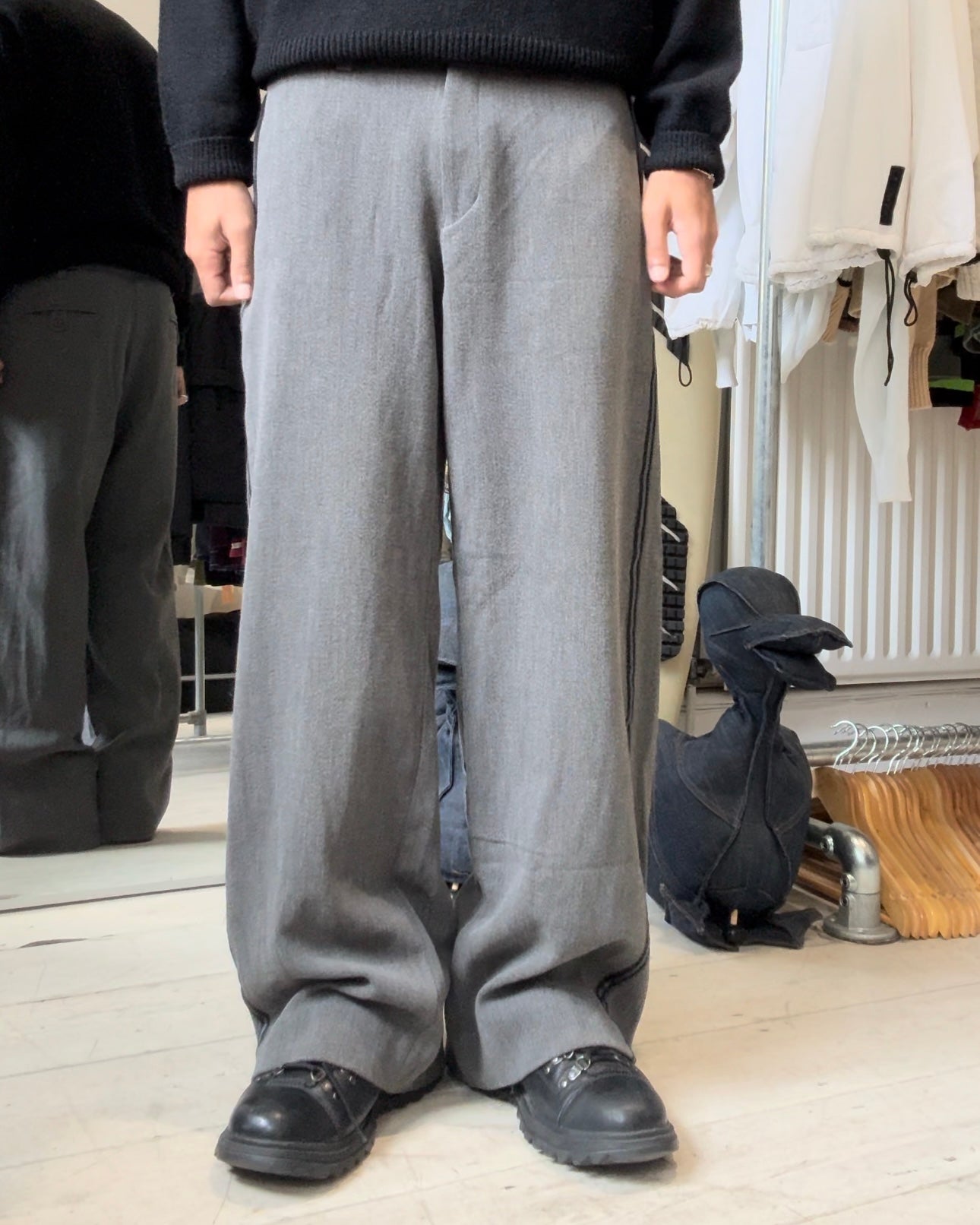 2003 Side Stripe Grey Virgin Wool / Cotton Blend Pants (30~31)