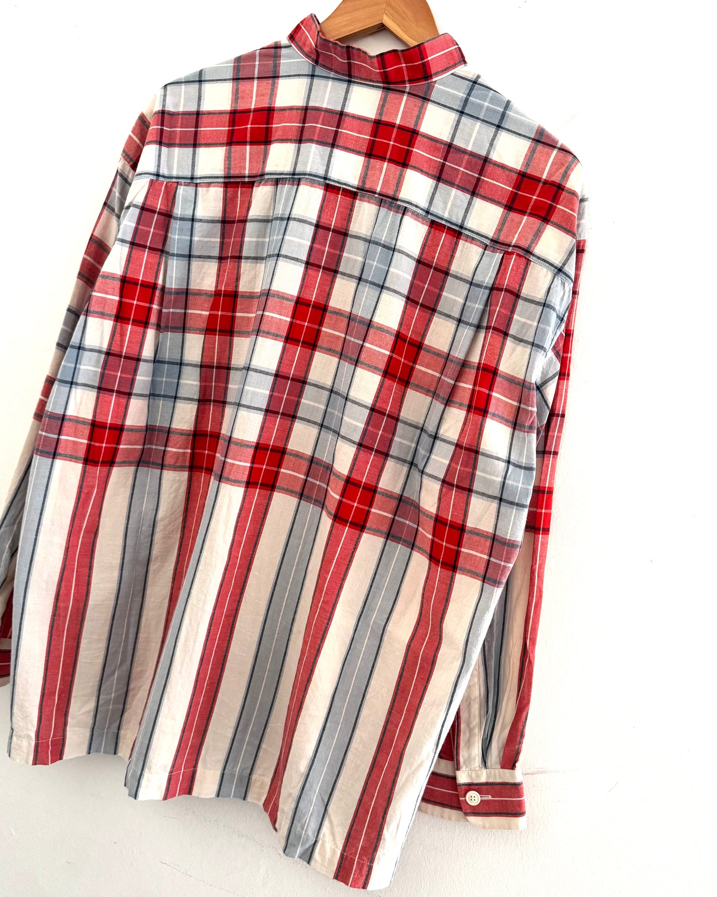 SS1995 Check and Stripe Red Blue Henley Shirt (~L~)