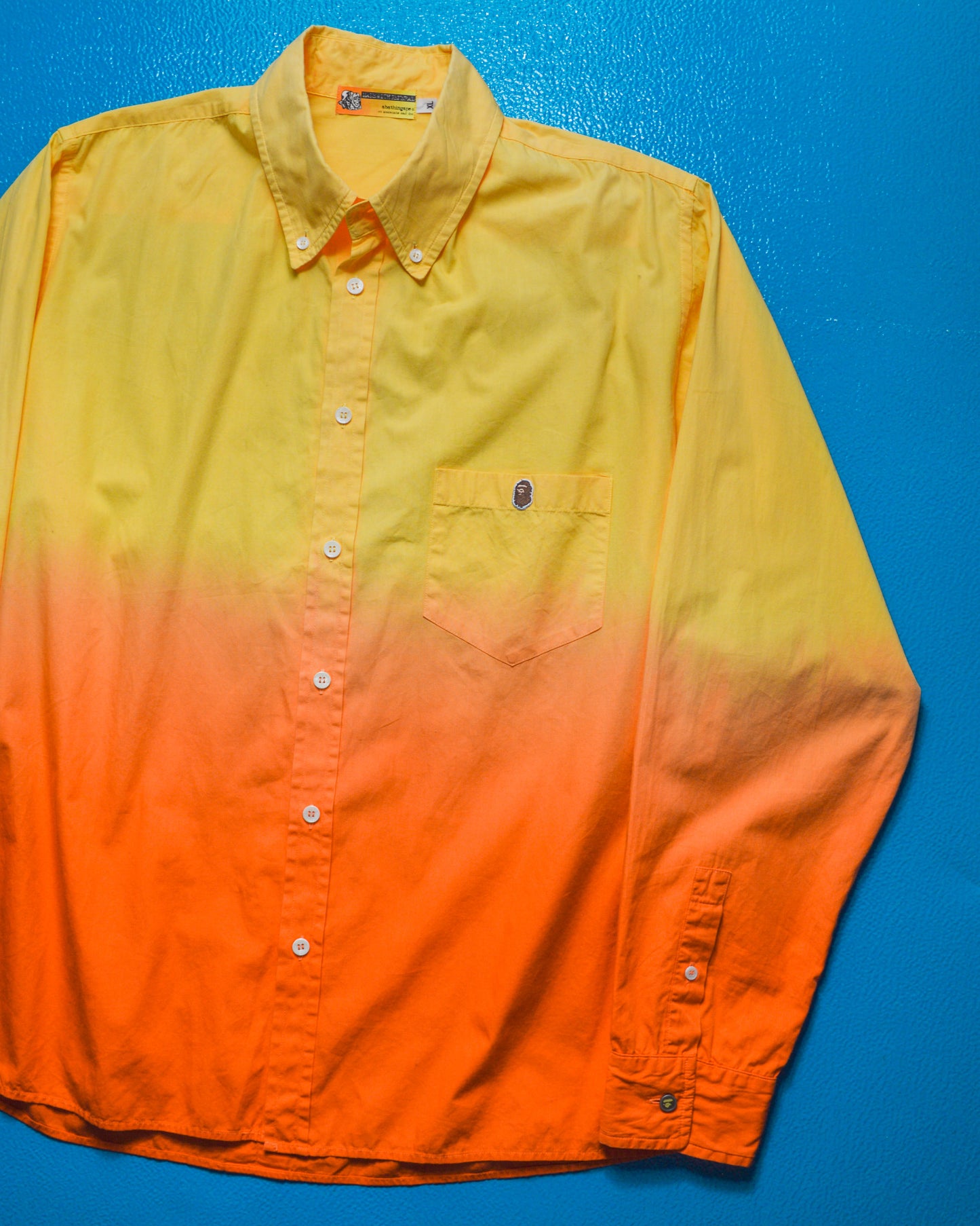 90s Orange Gradient Long-sleeve Shirt (~L~)