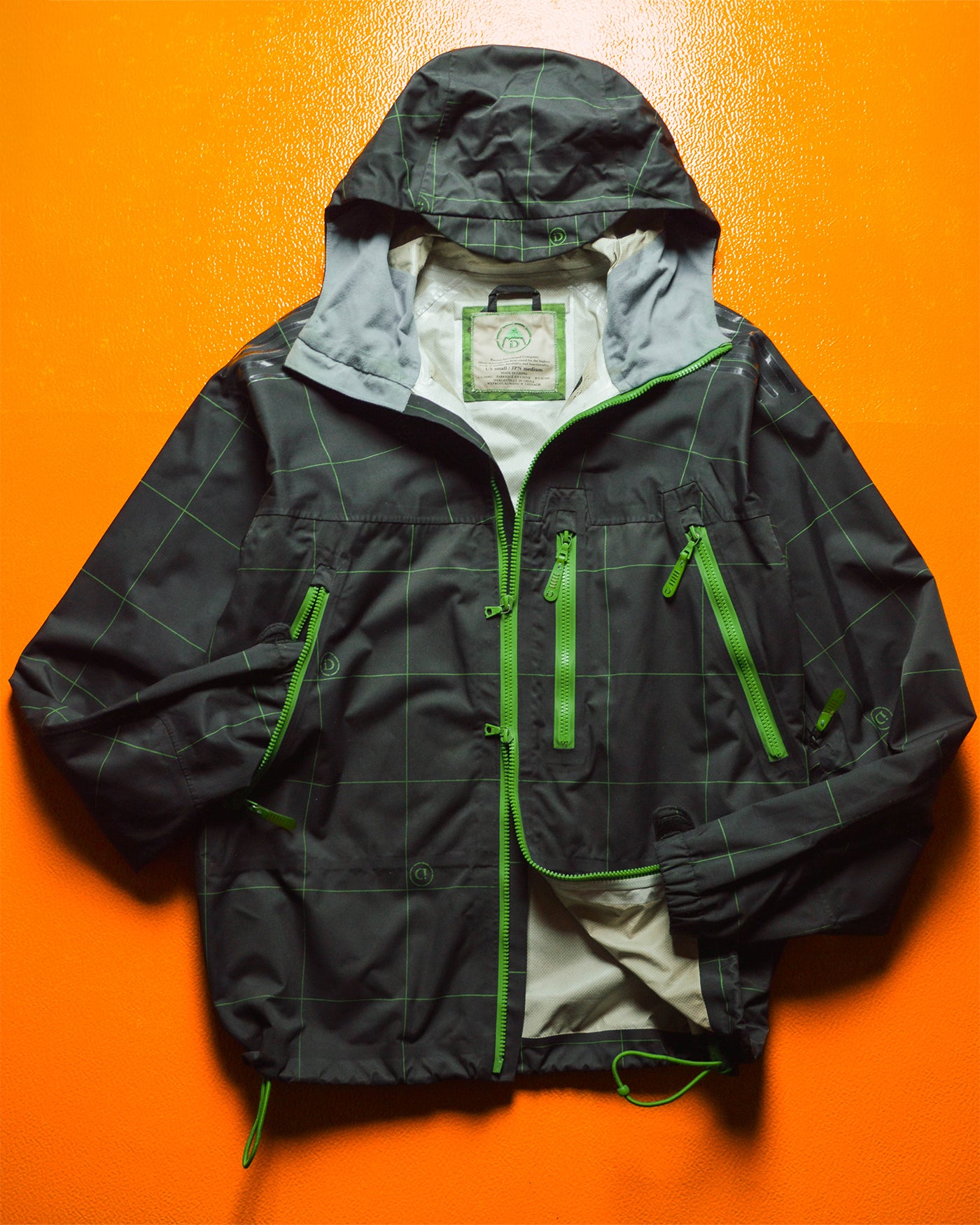 Idiom Black Green Grid Taped Seam Jacket (~M~)