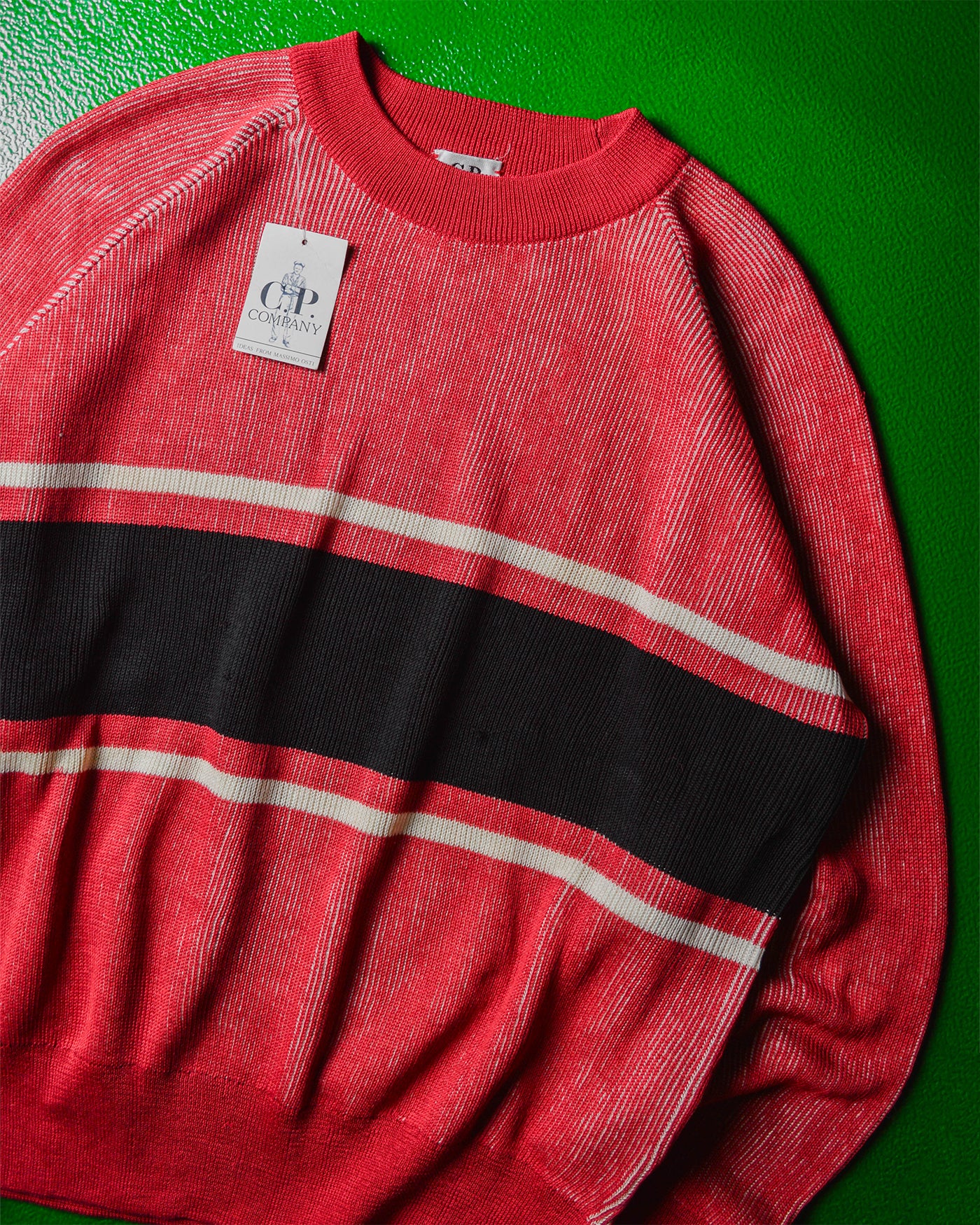 Ideas From Massimo Osti 80s Fine Dual Tone Woven Knit Red / Black Jumper (~M~)