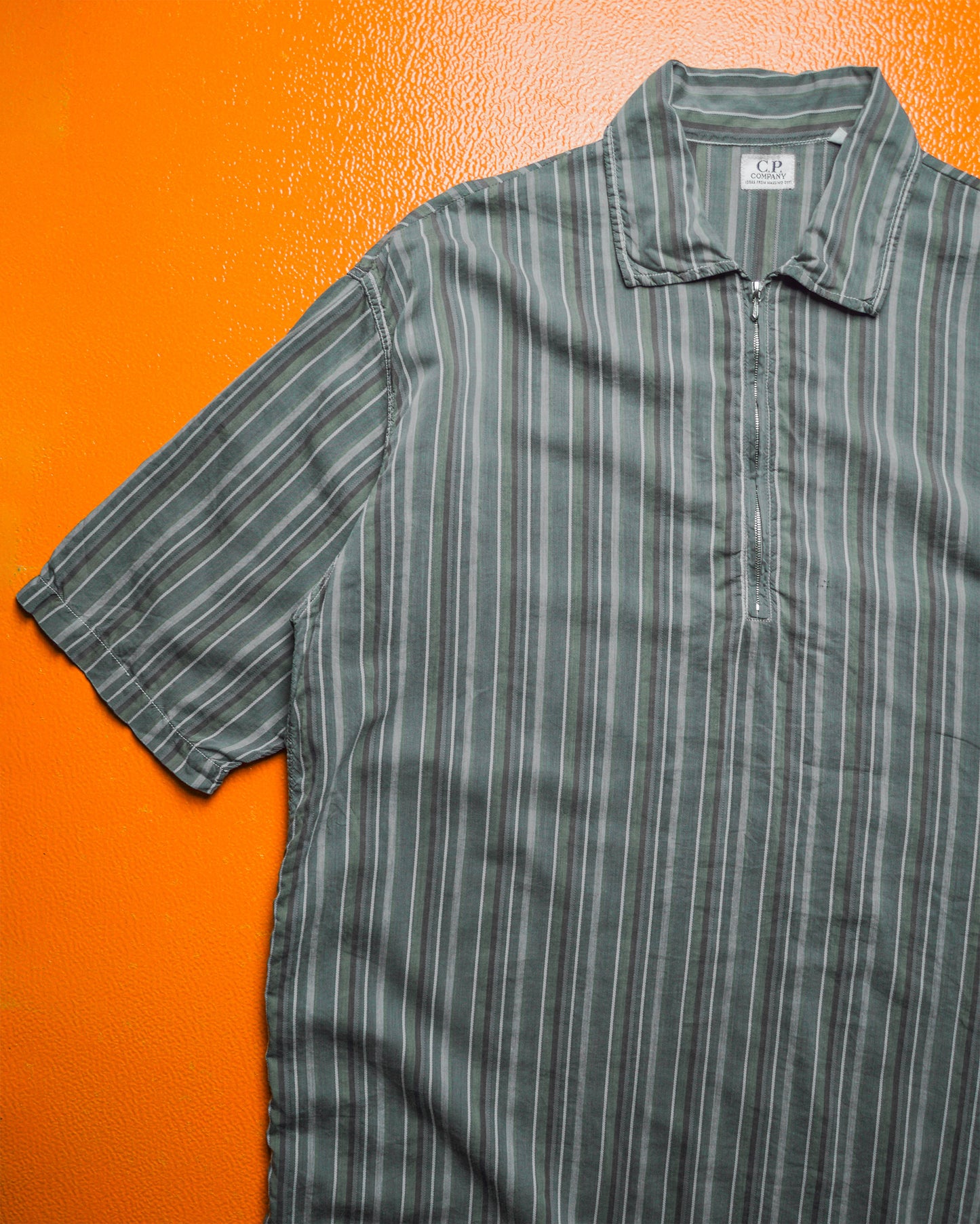 Massimo Osti 90s Quarter Zip Striped Shirt (~XL~)
