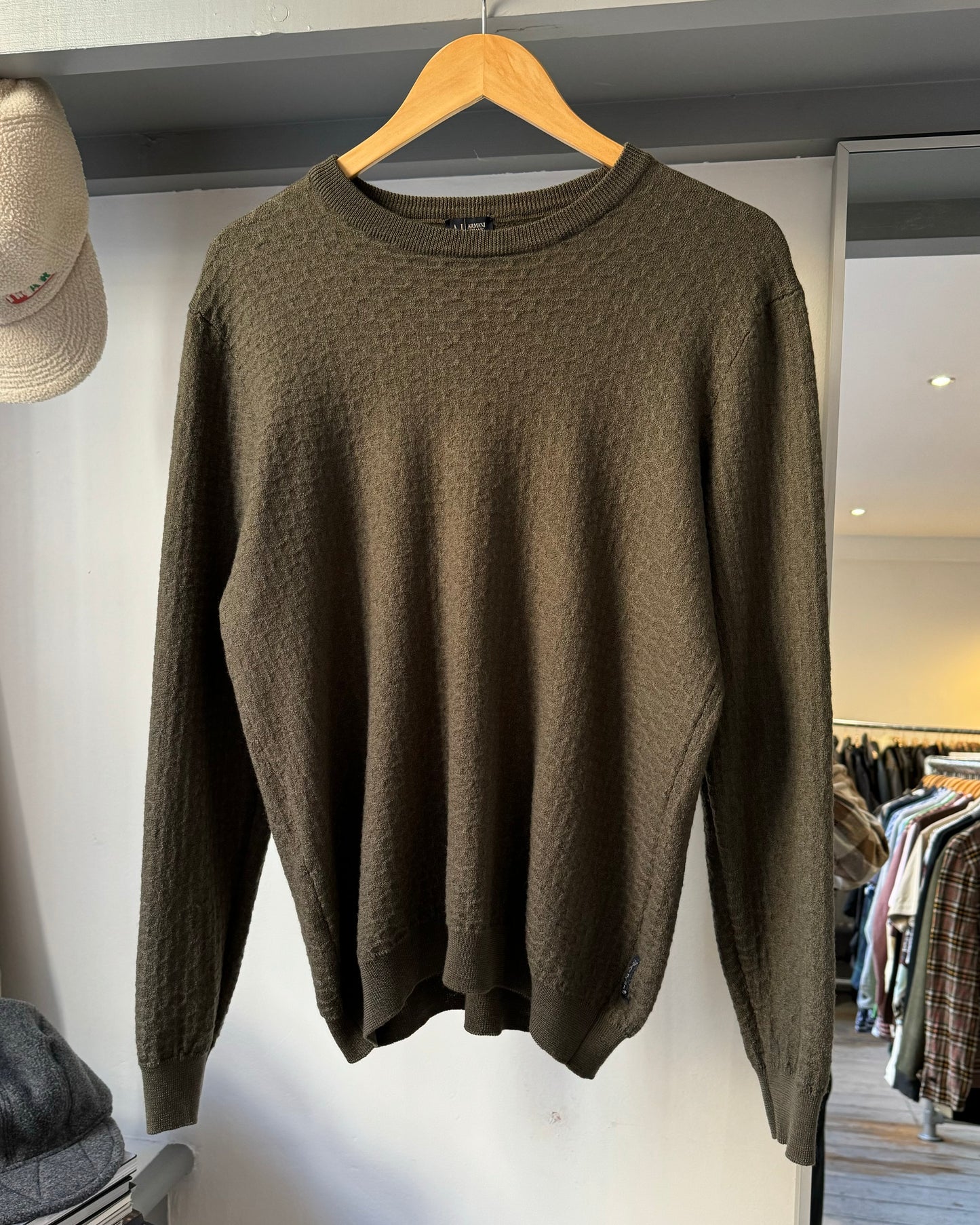 Organic Textured Olive Brown Knit Jumper (~M~)