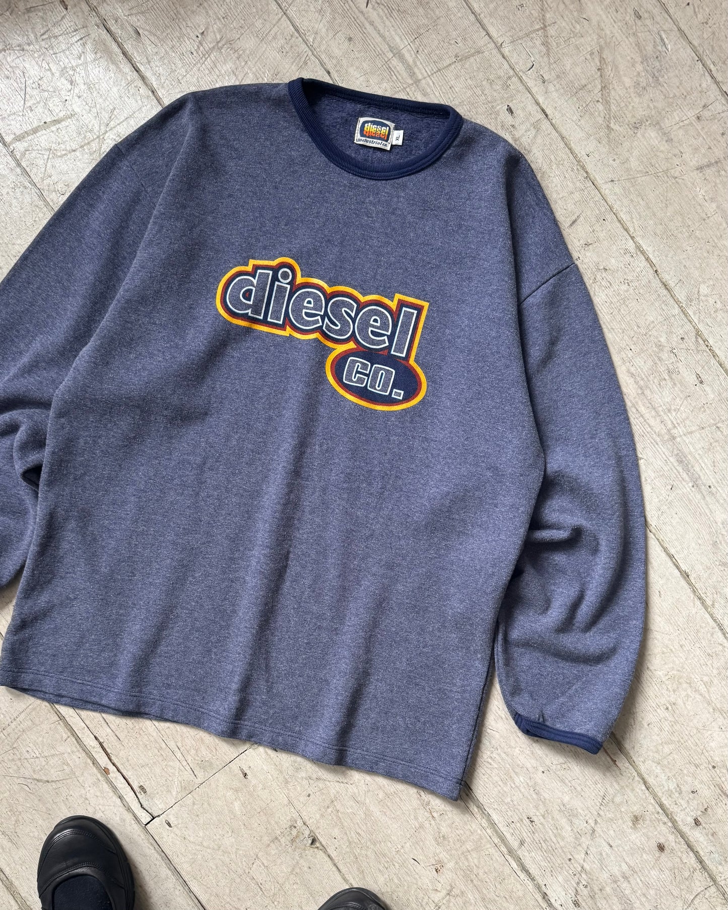 90s Stroke Logo Heather Blue Lightweight Jumper (L~ XL)