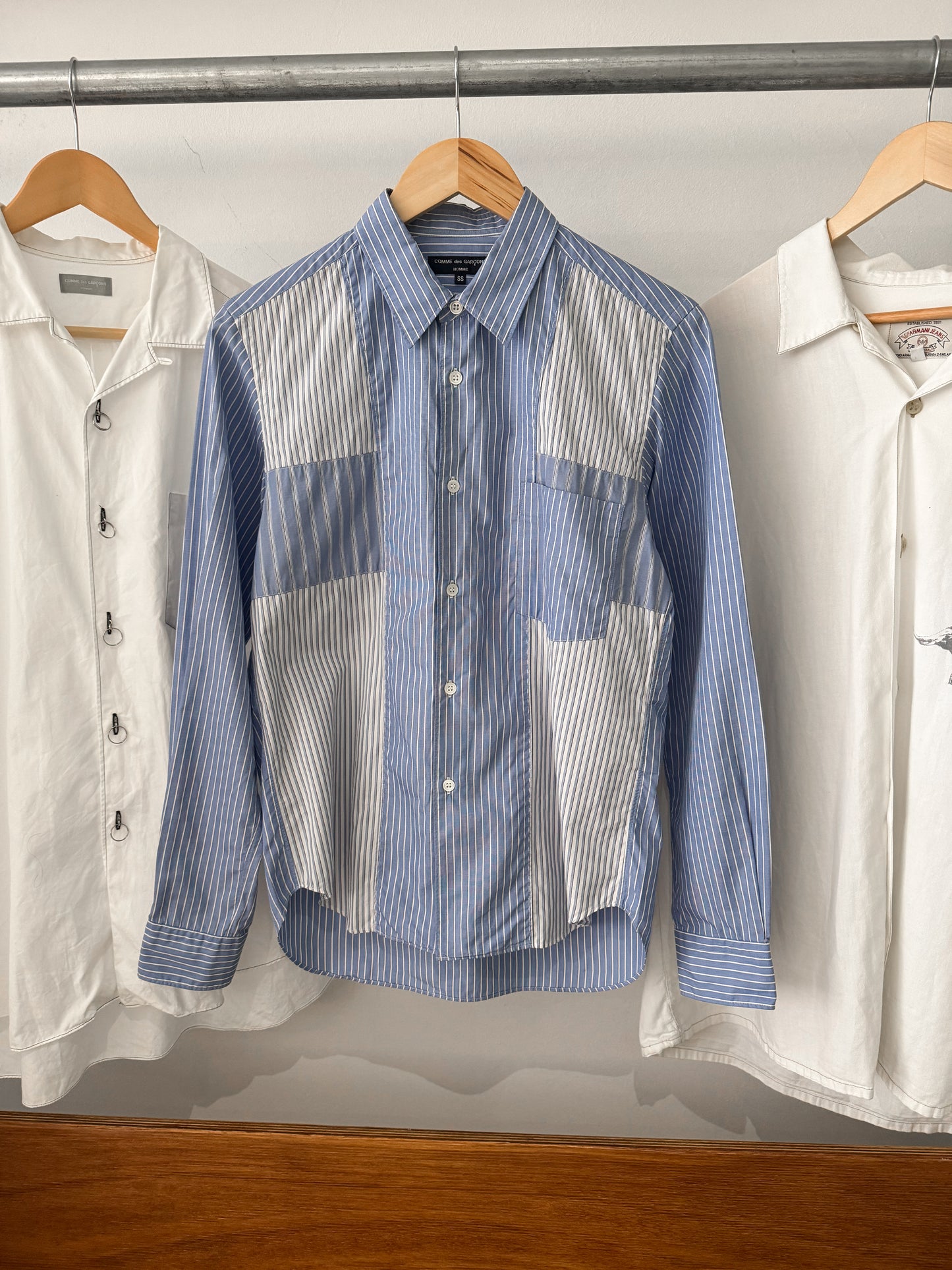 2008 Cross Patchwork Pinstripe Blue / White Shirt (~S~)