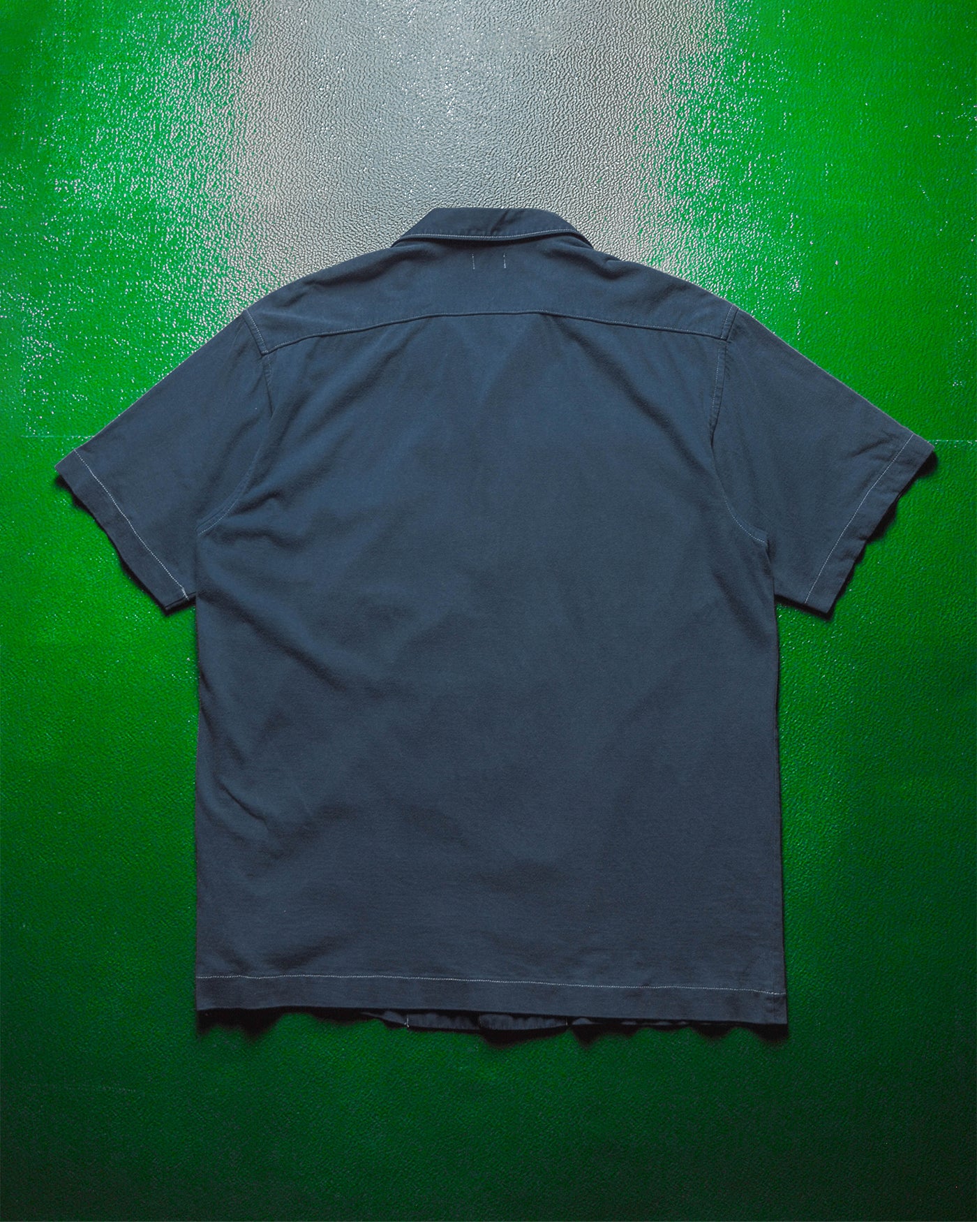 1999 Garment Dyed Navy Contrast Stitch Boxy Shirt (M~L)