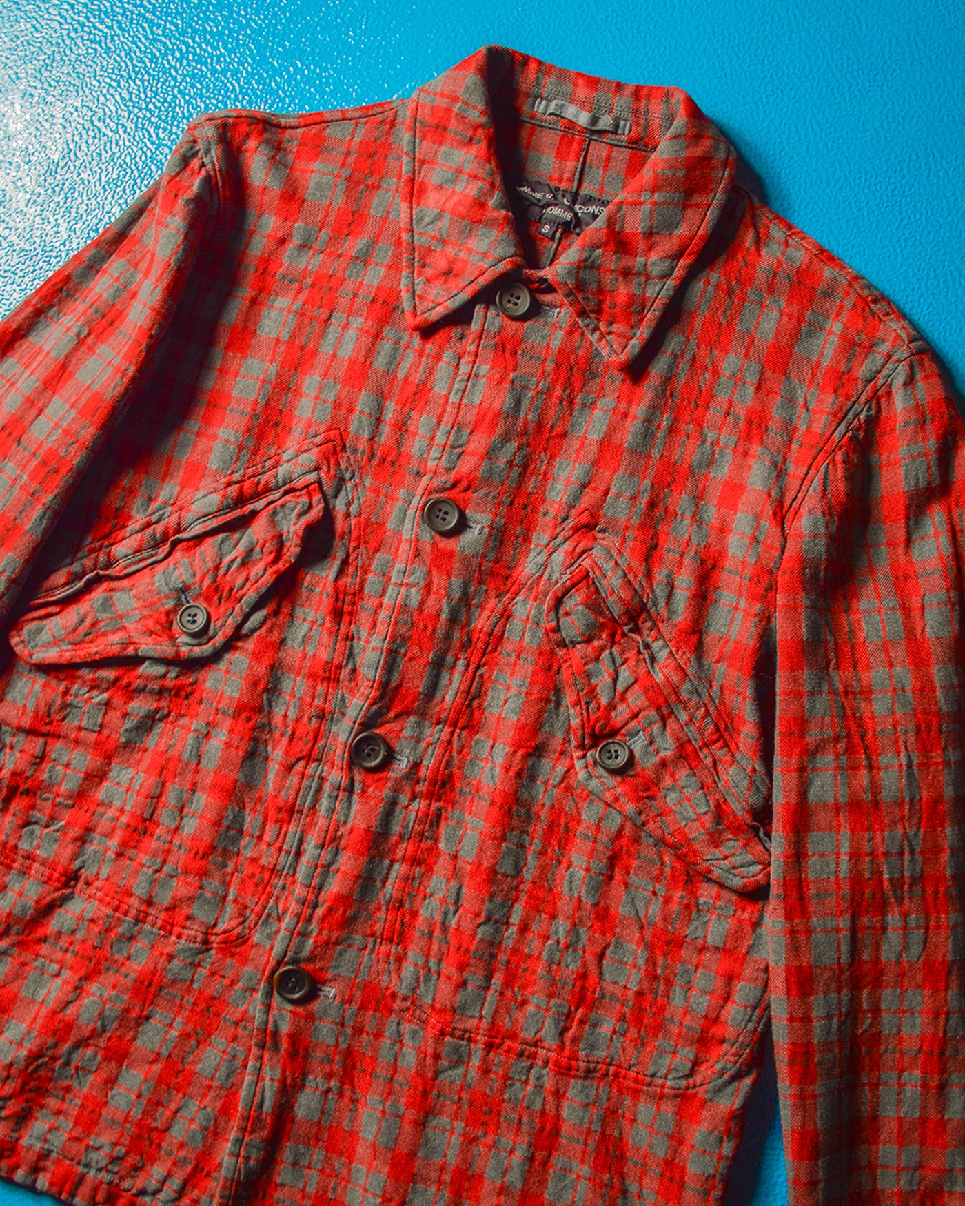 2004 Crinkled Grey Red Work Jacket (S~M)