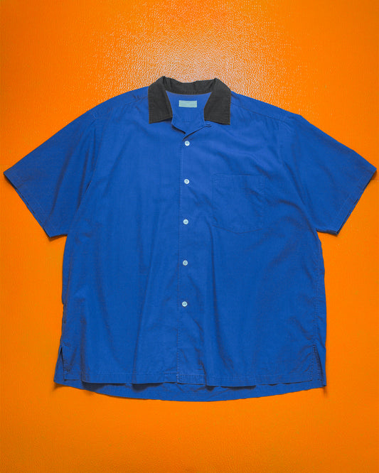 90s Royal Blue Open Collar Boxy Shirt (~L~)