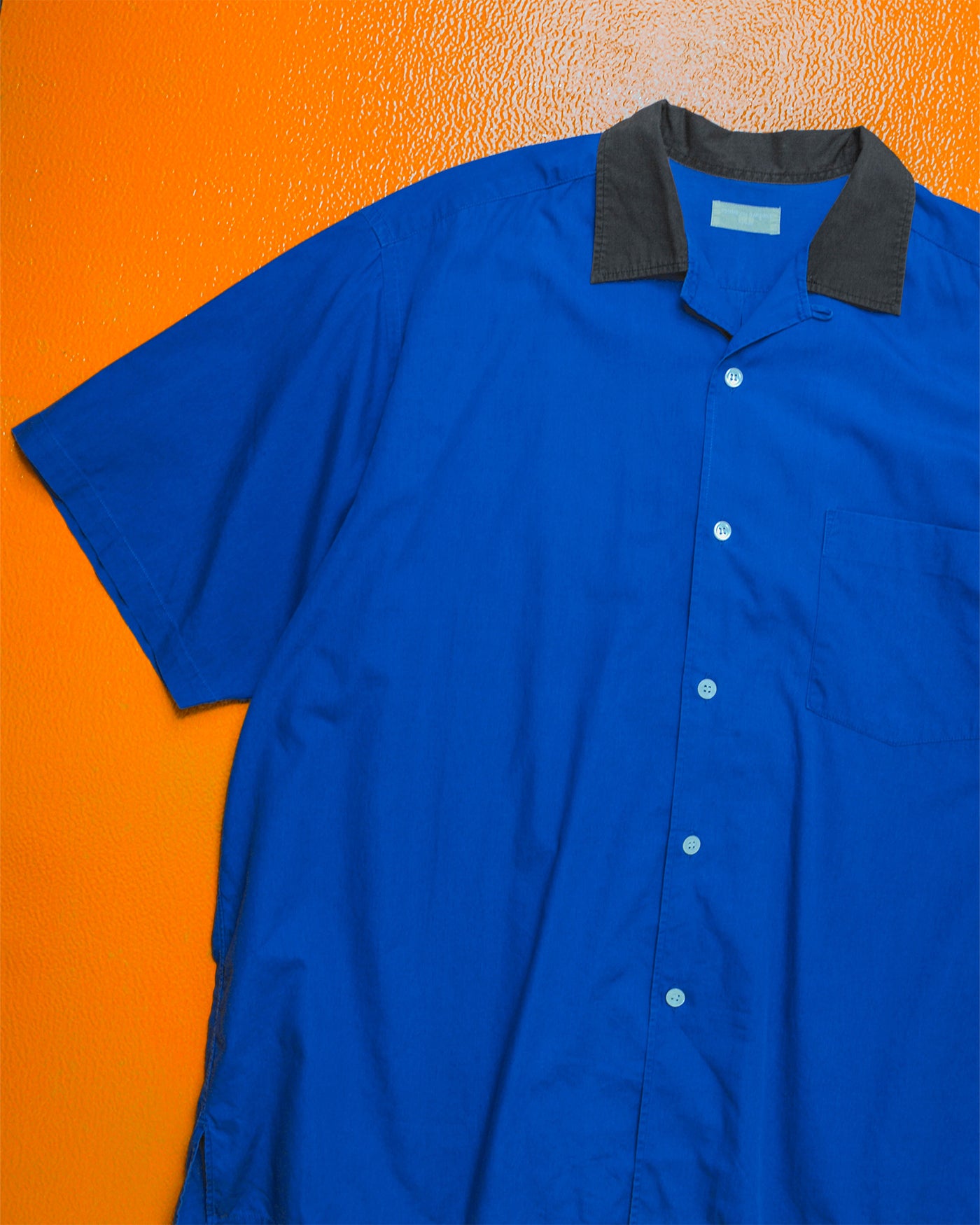90s Royal Blue Open Collar Boxy Shirt (~L~)