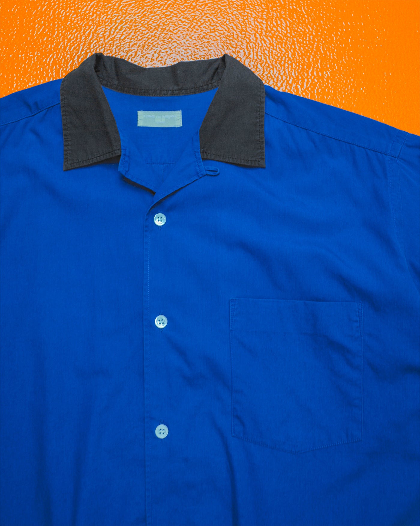90s Royal Blue Open Collar Boxy Shirt (~L~)