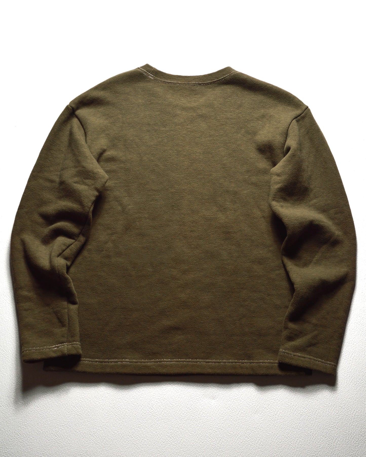 Olive Heavy Weight Silver Contrast Stitch Jumper (M~L)