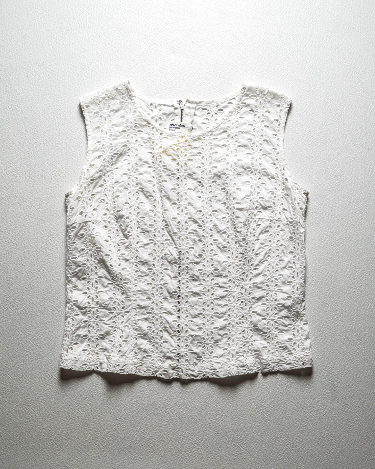 90s White Cutout Lace Back Zip Vest