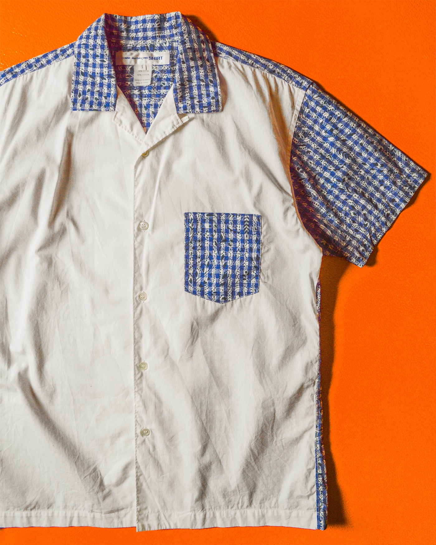 Gingham Paisley Split Panelled Shirt (S~M)