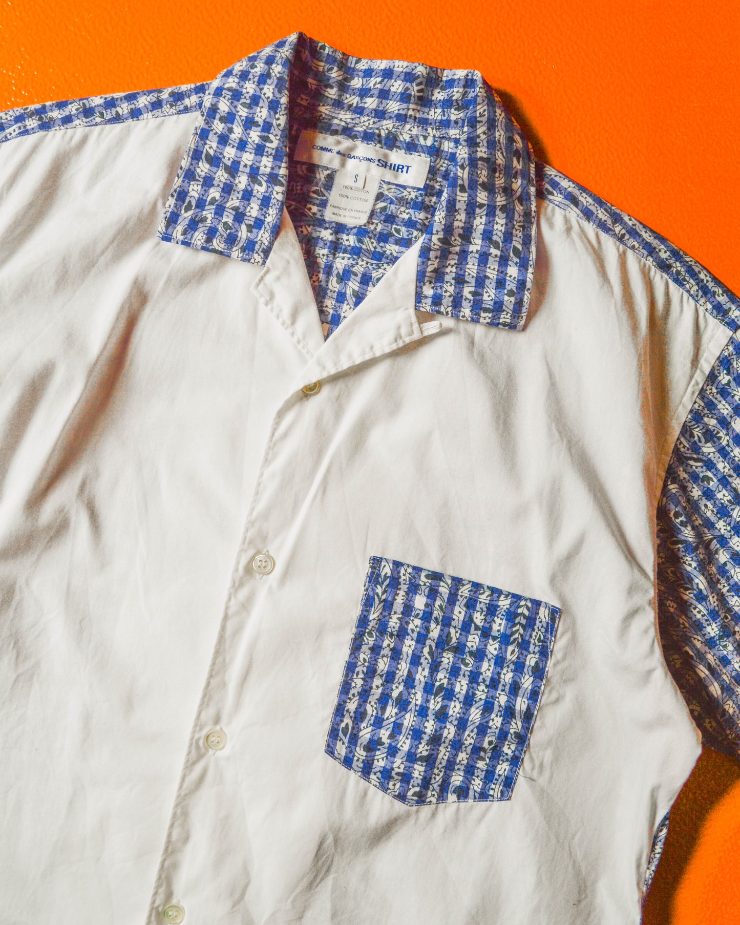Gingham Paisley Split Panelled Shirt (S~M)