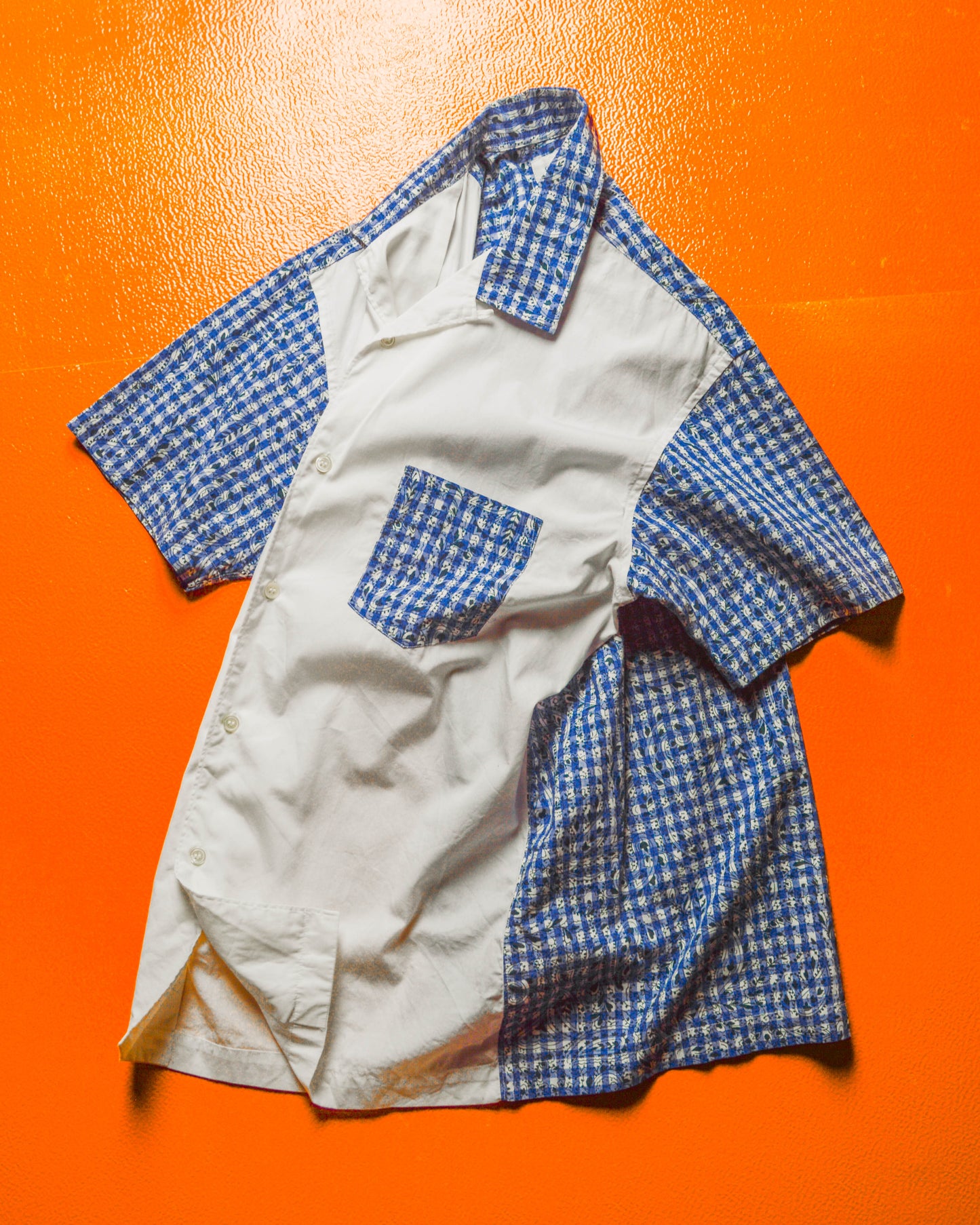 Gingham Paisley Split Panelled Shirt (S~M)