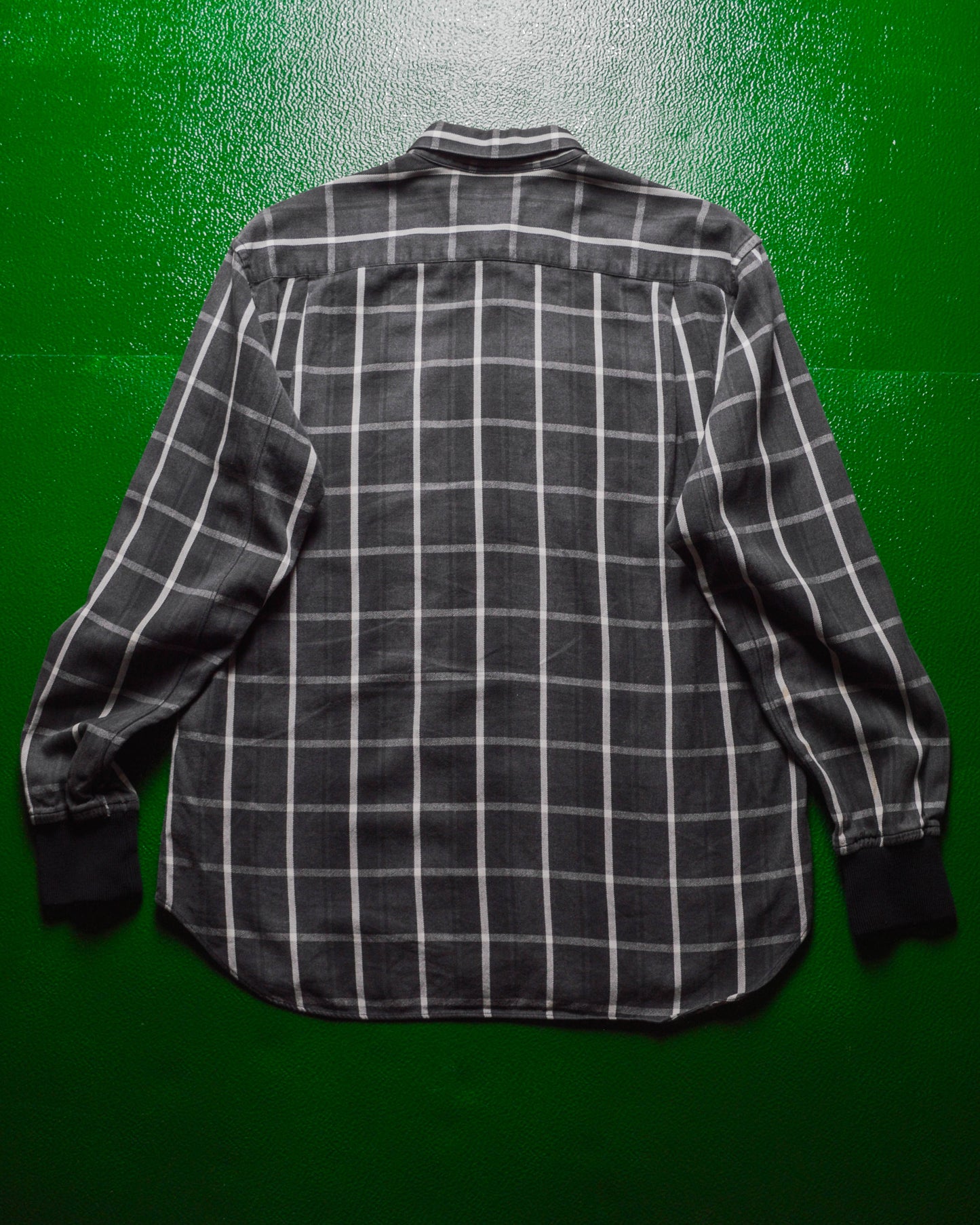 Grey Check Ribbed Cuff Shirt (~S~)