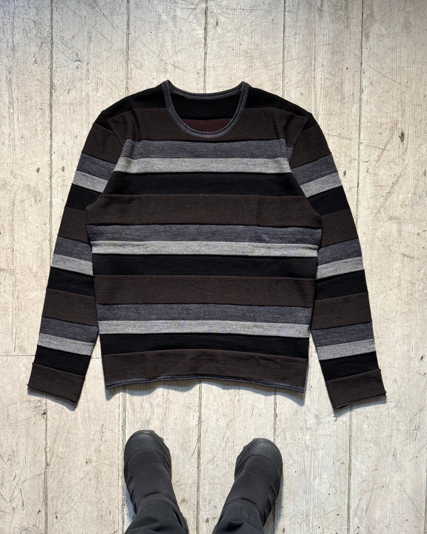 Autumn 2012 Greyscale 3- D Stripe Knit Sweater / Jumper (S~M)