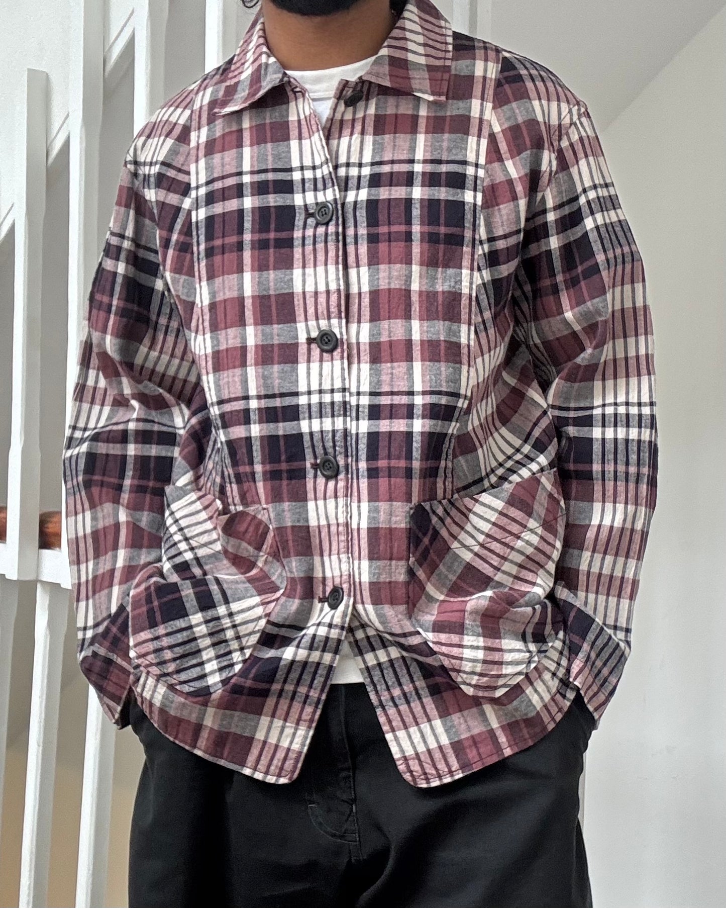 Plaid Button Up Lightweight Work Jacket (~L~)