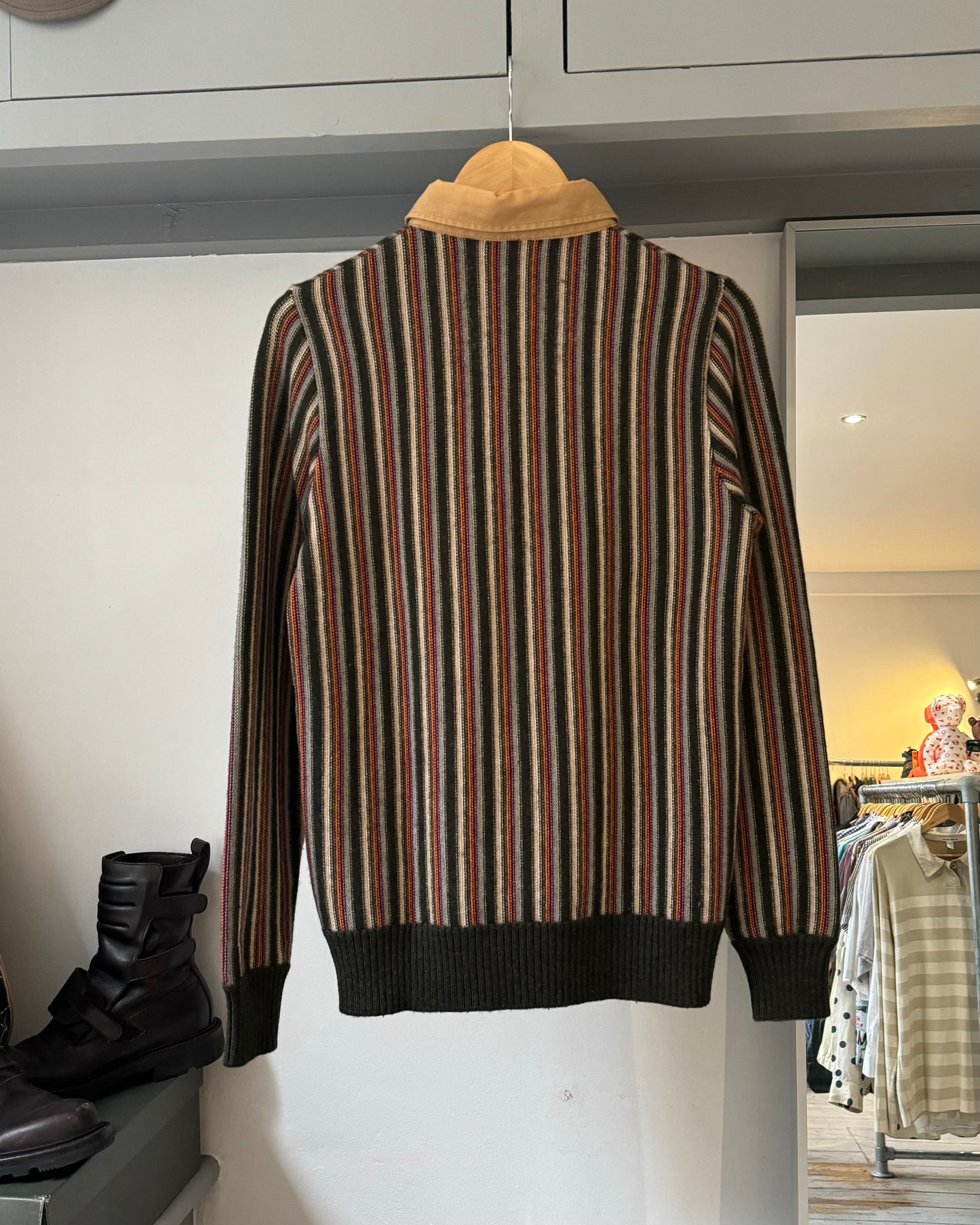 Early 2000s Stripe Knit Button Up Jumper (~M~)