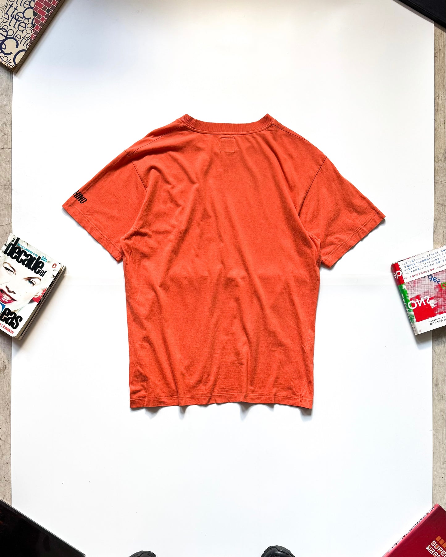 90s Peach Flower Petal Print Top / T-shirt (M~L)