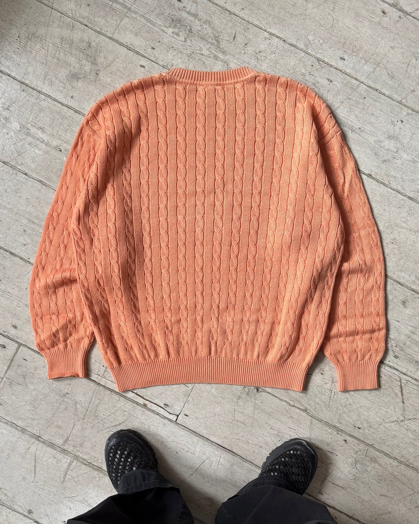 80s Orange / Peach Cable Knit Front Jumper (~L~)