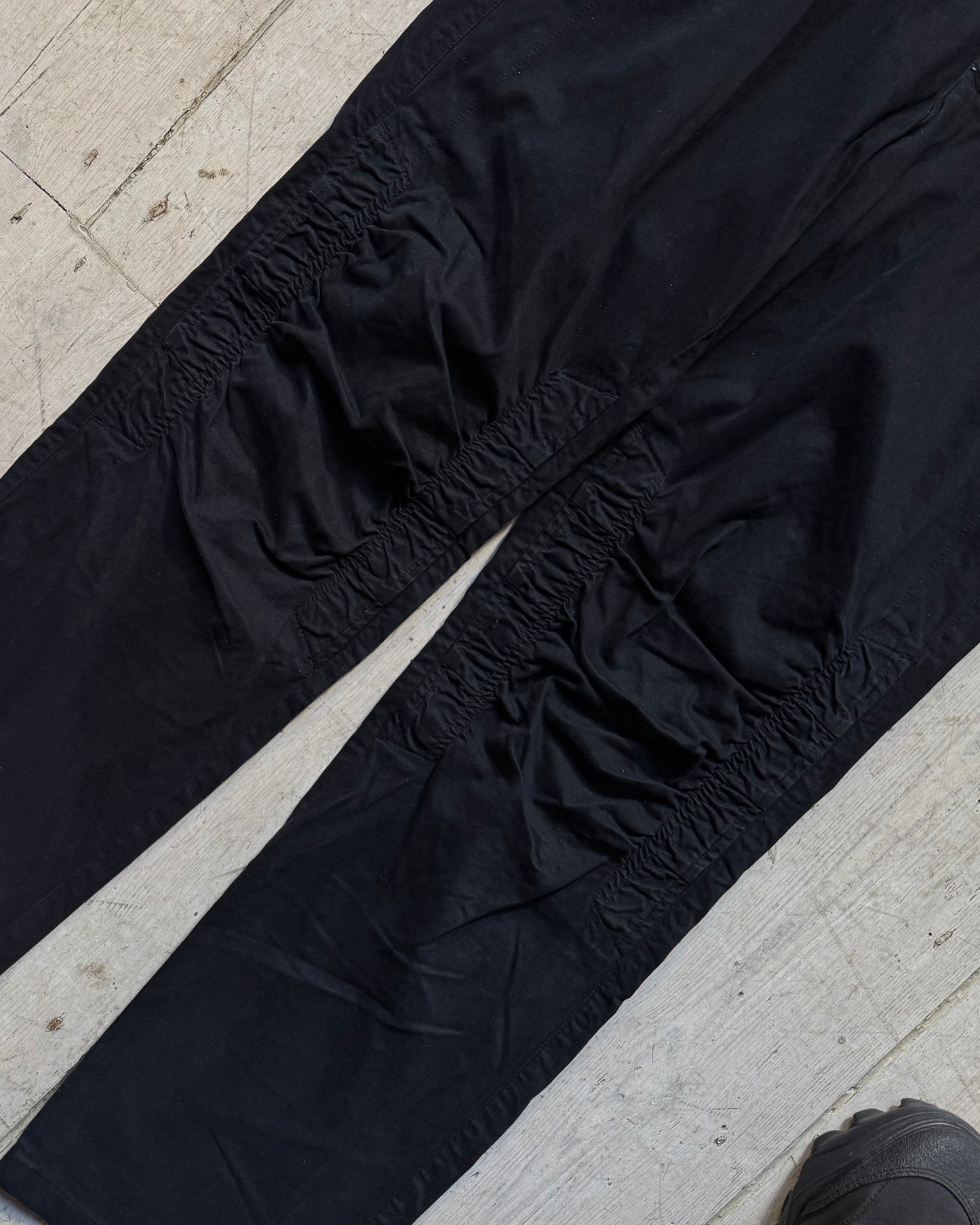 2000s Black Ruched Knee Detail Pants (28~29)