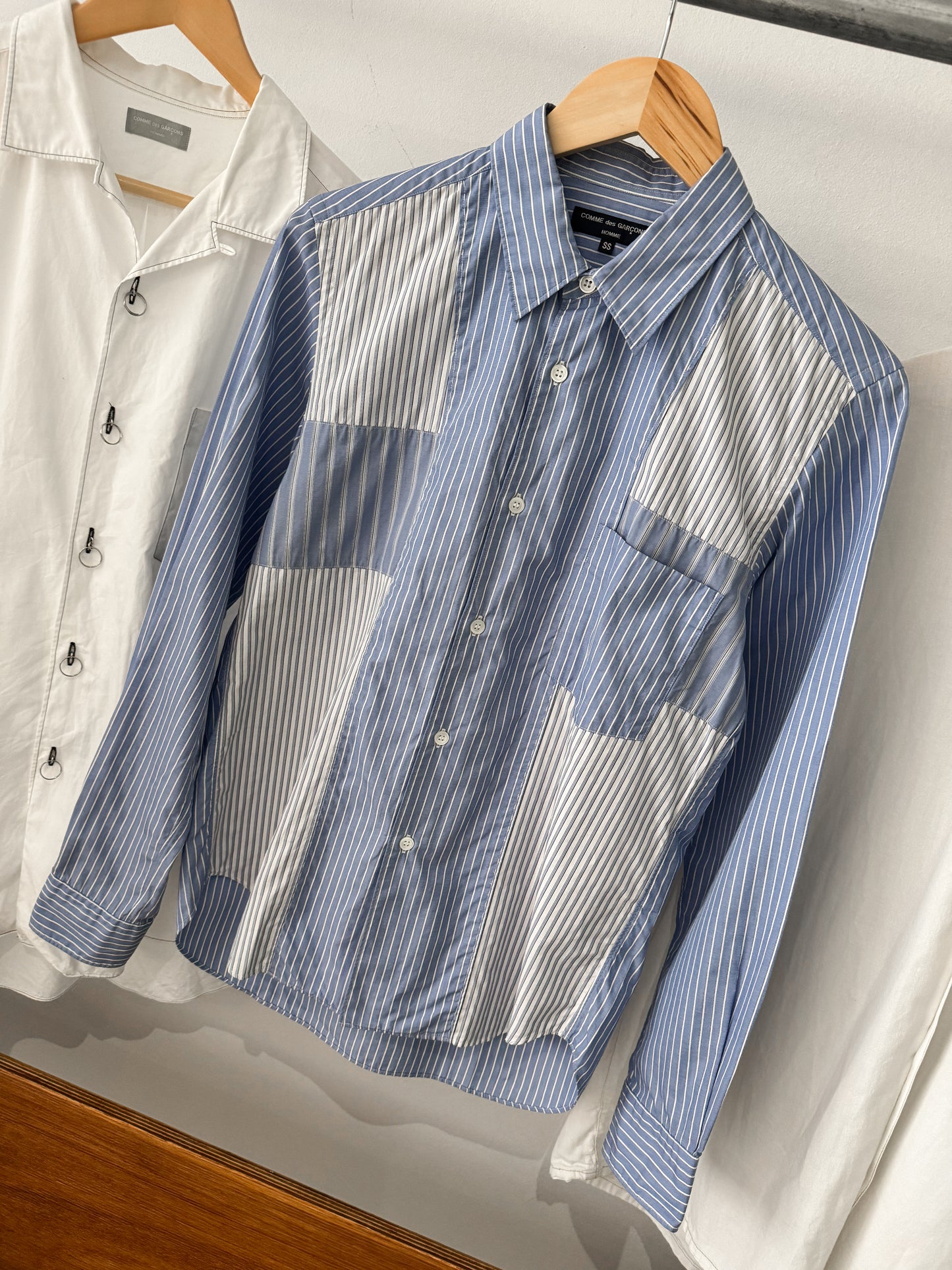 2008 Cross Patchwork Pinstripe Blue / White Shirt (~S~)